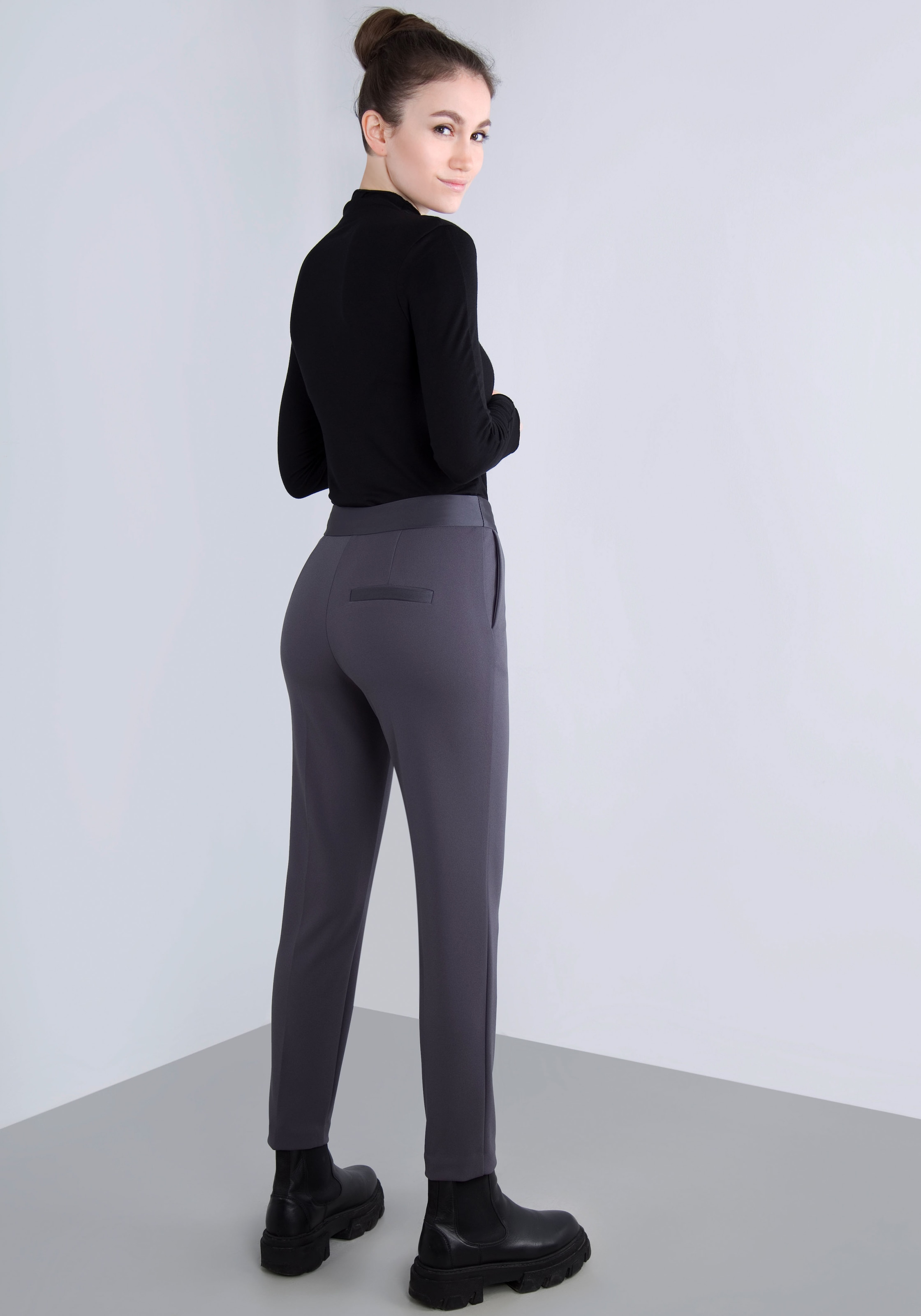 IMPERIAL Anzughose, schmale,verkürzte Hose mir Satinbund