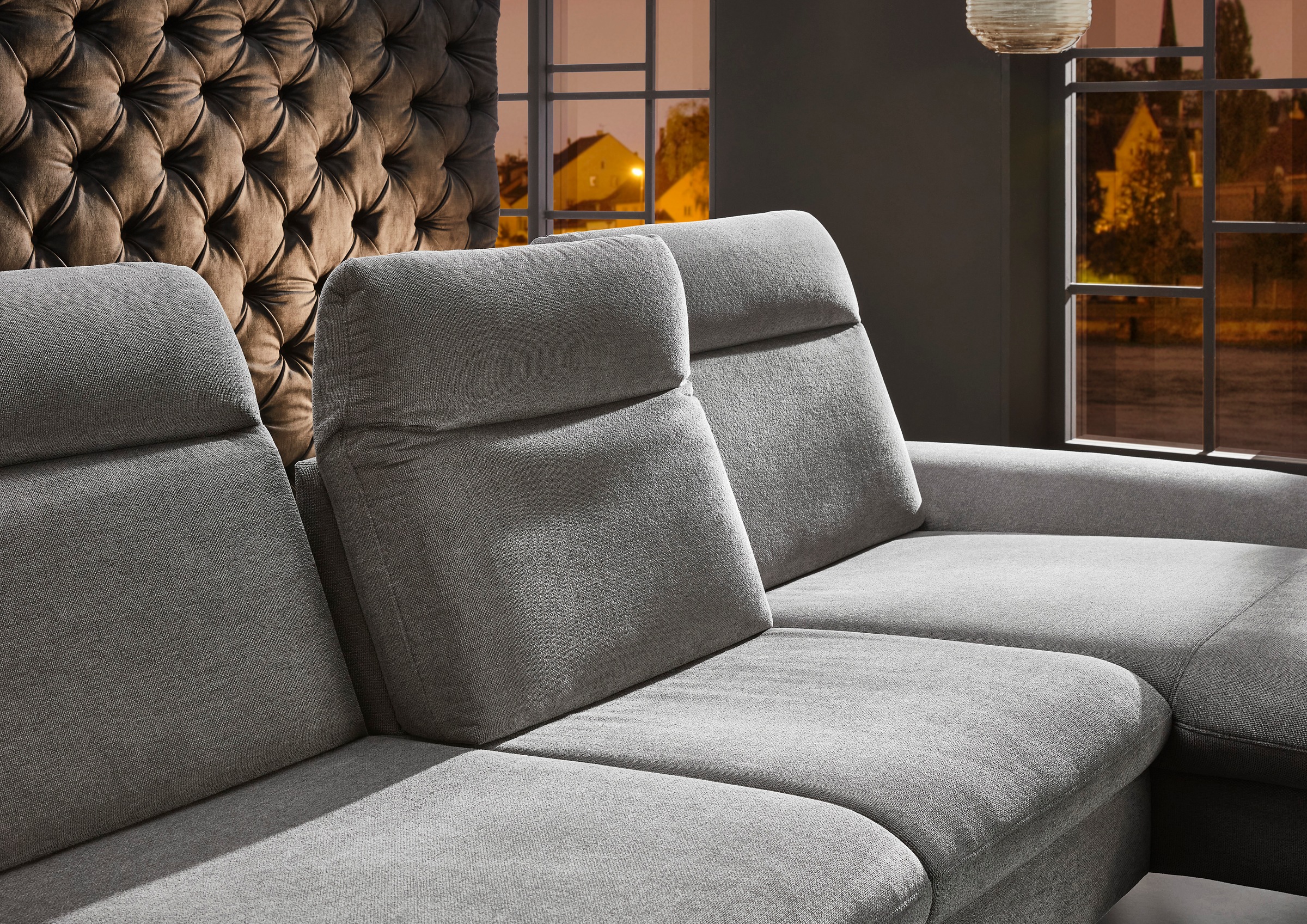 HUKLA Ecksofa »HU-HP22156 L-Form«, inkl. Kopfpolsterverstellung, optional mit Sitztiefenverstellung