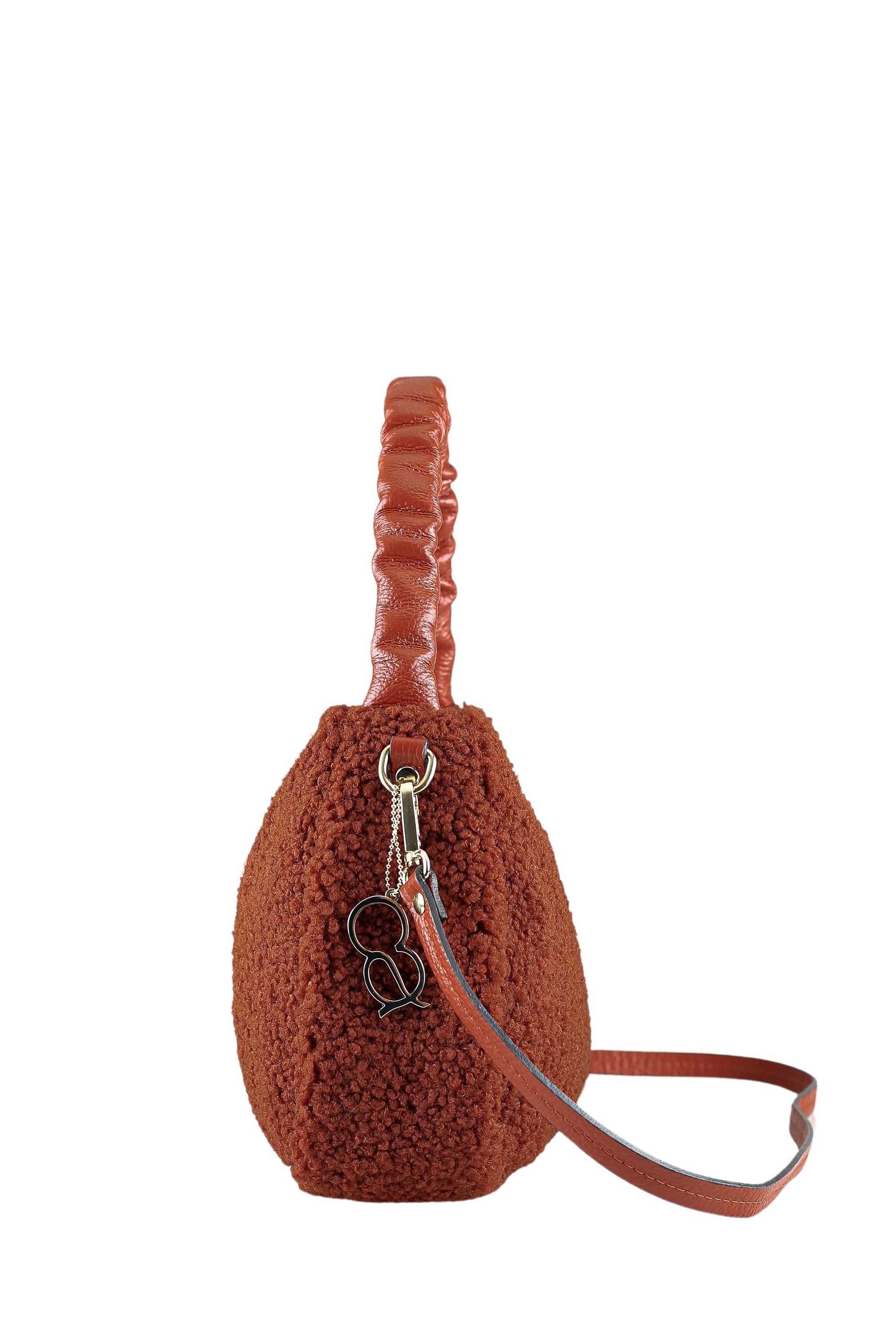 COLLEZIONE ALESSANDRO Schultertasche »Teddy«, aus rostrotem Teddystoff mit Leder
