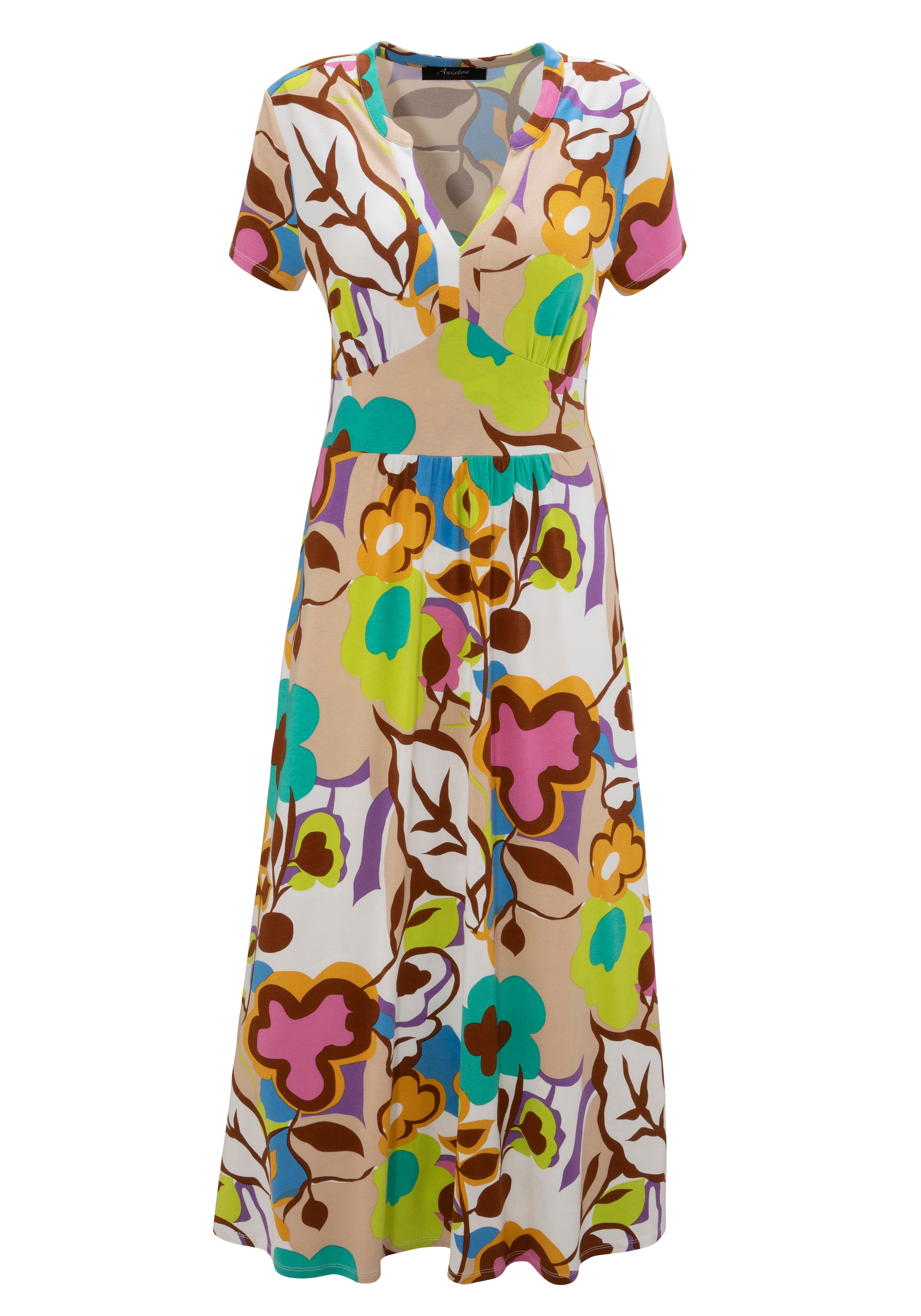 Aniston CASUAL Sommerkleid, mit großflächigem, graphischem Blumendruck - NEUE KOLLEKTION