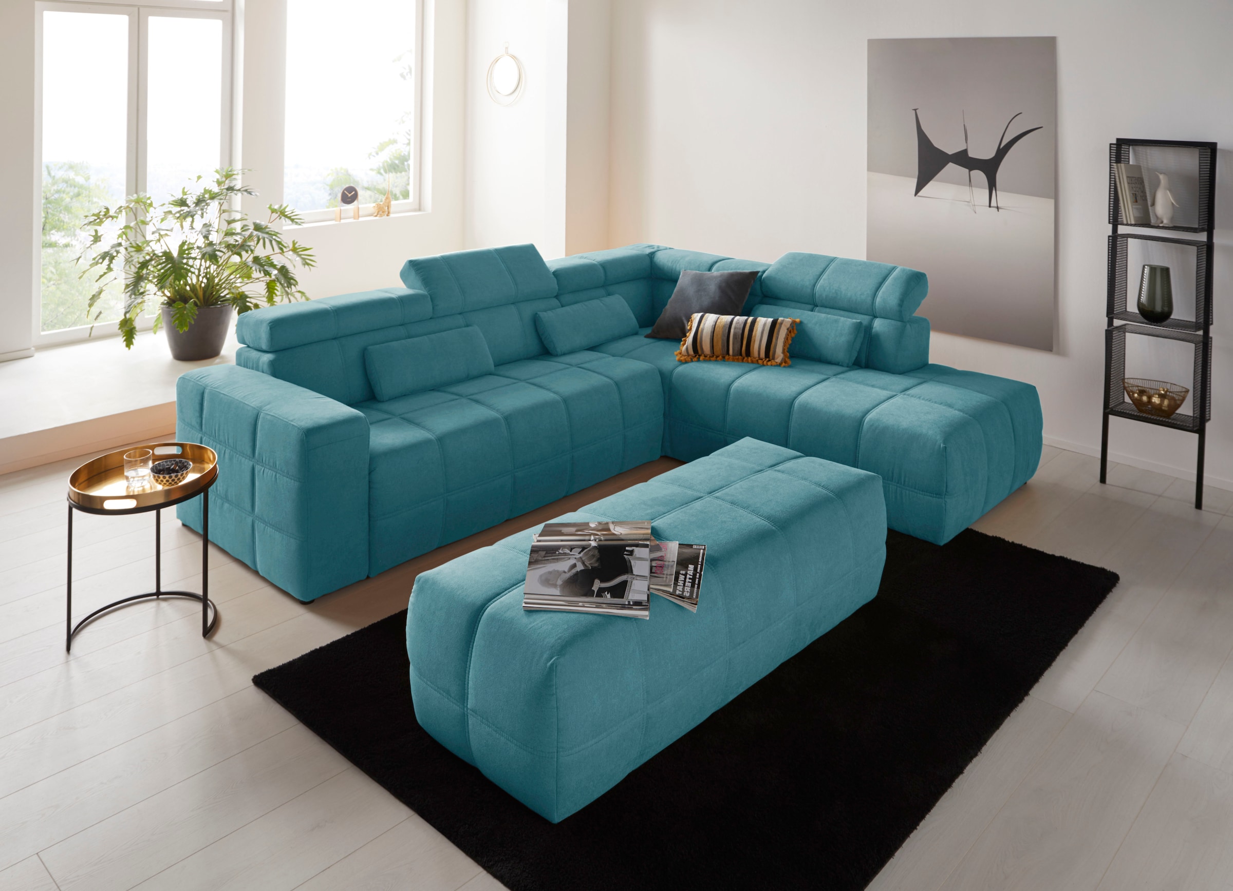 DOMO collection Ecksofa »BRANDON L-Form, auch in Leder« inklusive Kopfteilverstellung, wahlweise mit Sitztiefenverstellung,