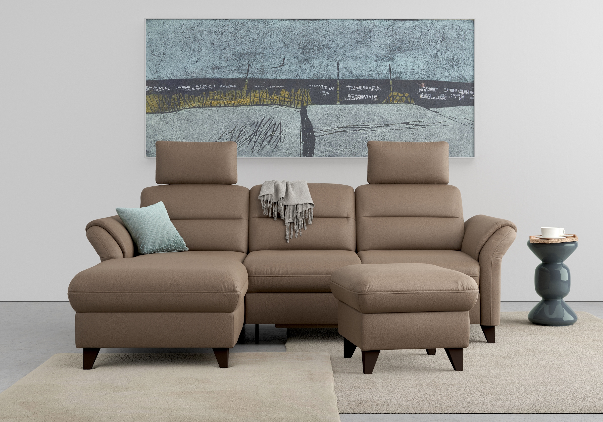 sit&more Ecksofa "Mellum L-Form" Federkern, optional Schlaffunktion, Bettkasten & Armteilfunktion