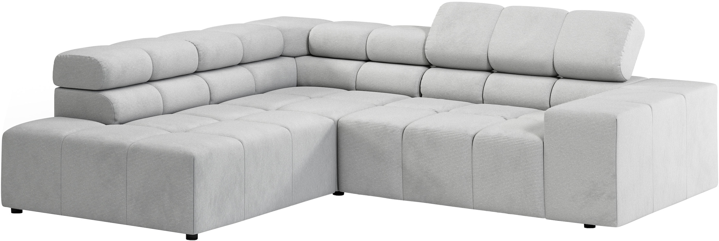 INOSIGN Ecksofa »Ancona, incl. Kopfteilverstellung + 3 Zierkissen, L-Form, bequem«, wahlweise motorische Sitztiefenverstellung, B/T(H: 249/215/70 cm