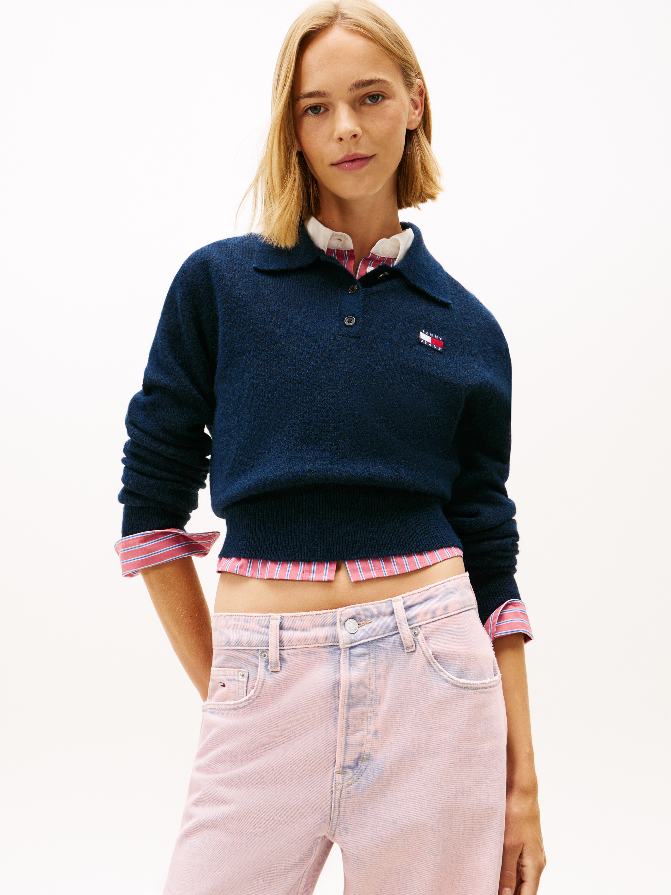 Tommy Jeans Strickpullover "TJW FLUFFY POLO SWEATER" günstig online kaufen