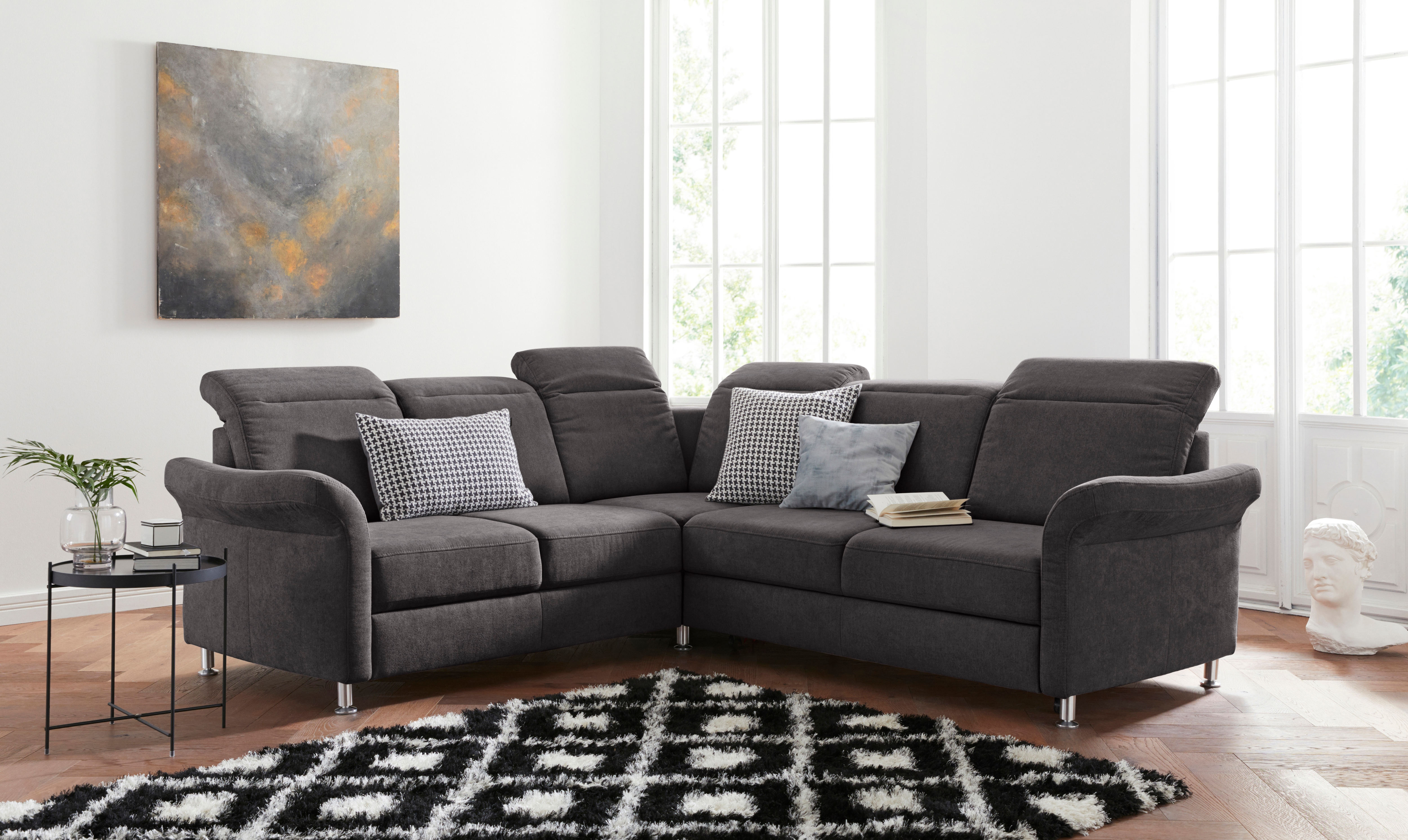 sit&more Ecksofa "Darwin L-Form" inklusive Federkern, wahlweise mit Kopfteilverstellung, Schlaffunktion