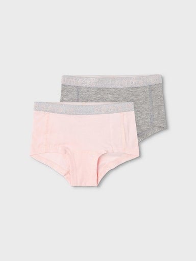 Hipster NAME IT "NKFHIPSTER 2P NOOS", Mädchen, Gr. 134/140, 2 Stk., pink (barely pink), Jersey, Graumeliert (Obermaterial): 85% Baumwolle, 10% Viskose, 5% Elasthan. Obermaterial: 95% Baumwolle, 5% Elasthan, unifarben, eng, Unterhosen, unifarben, casual, r 6