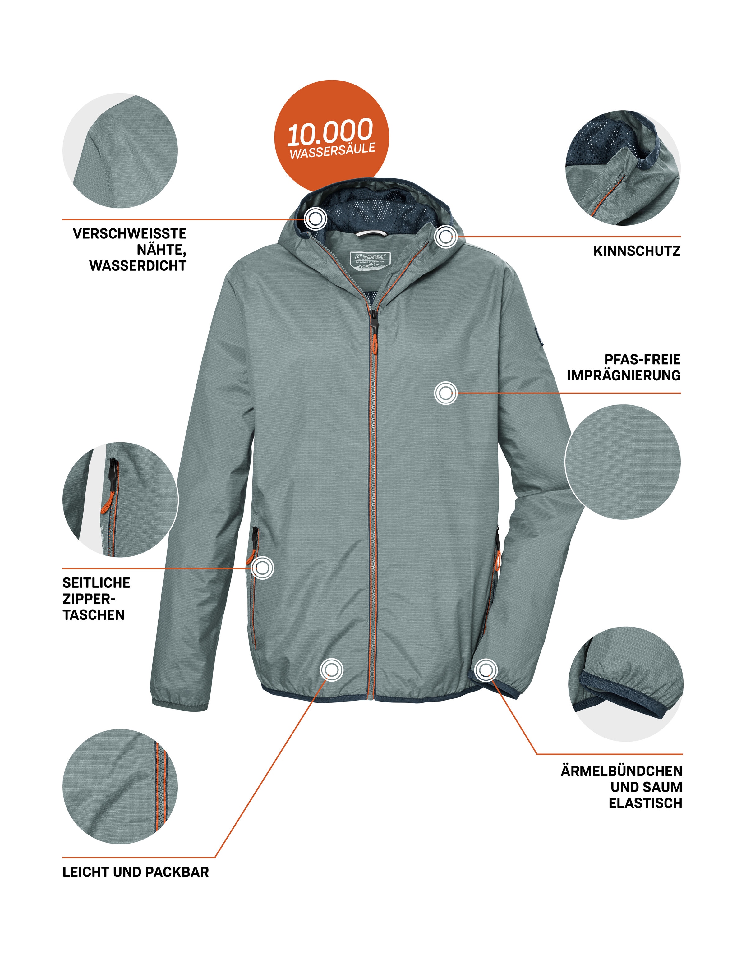 Killtec Outdoorjacke »KOS 112 MN JCKT«, Herren Funktionsjacke: leicht, wasser- und winddicht, atmungsaktiv