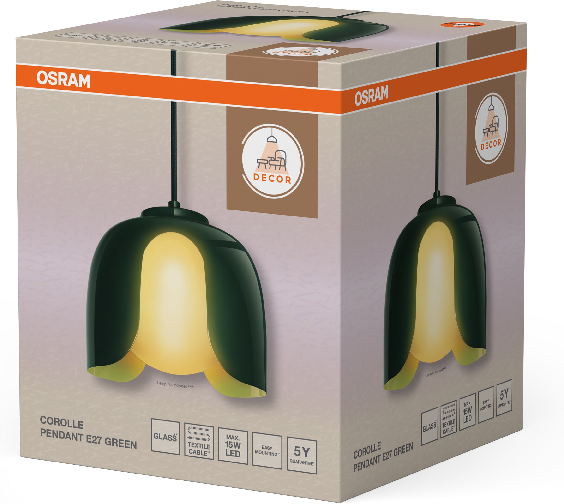 Osram Pendelleuchte »Decor Corolle« E27 1 Stk. Fassung E27, Stahl und Glas