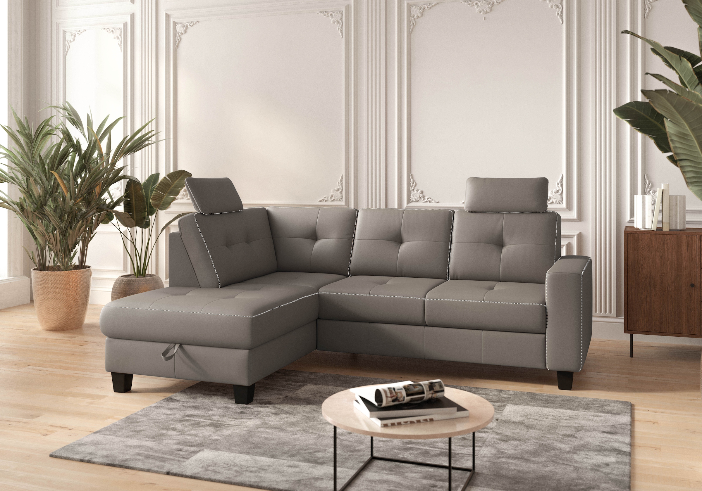 Places of Style Ecksofa »Varese«, wahlweise mit Bettfunktion und Bettkasten