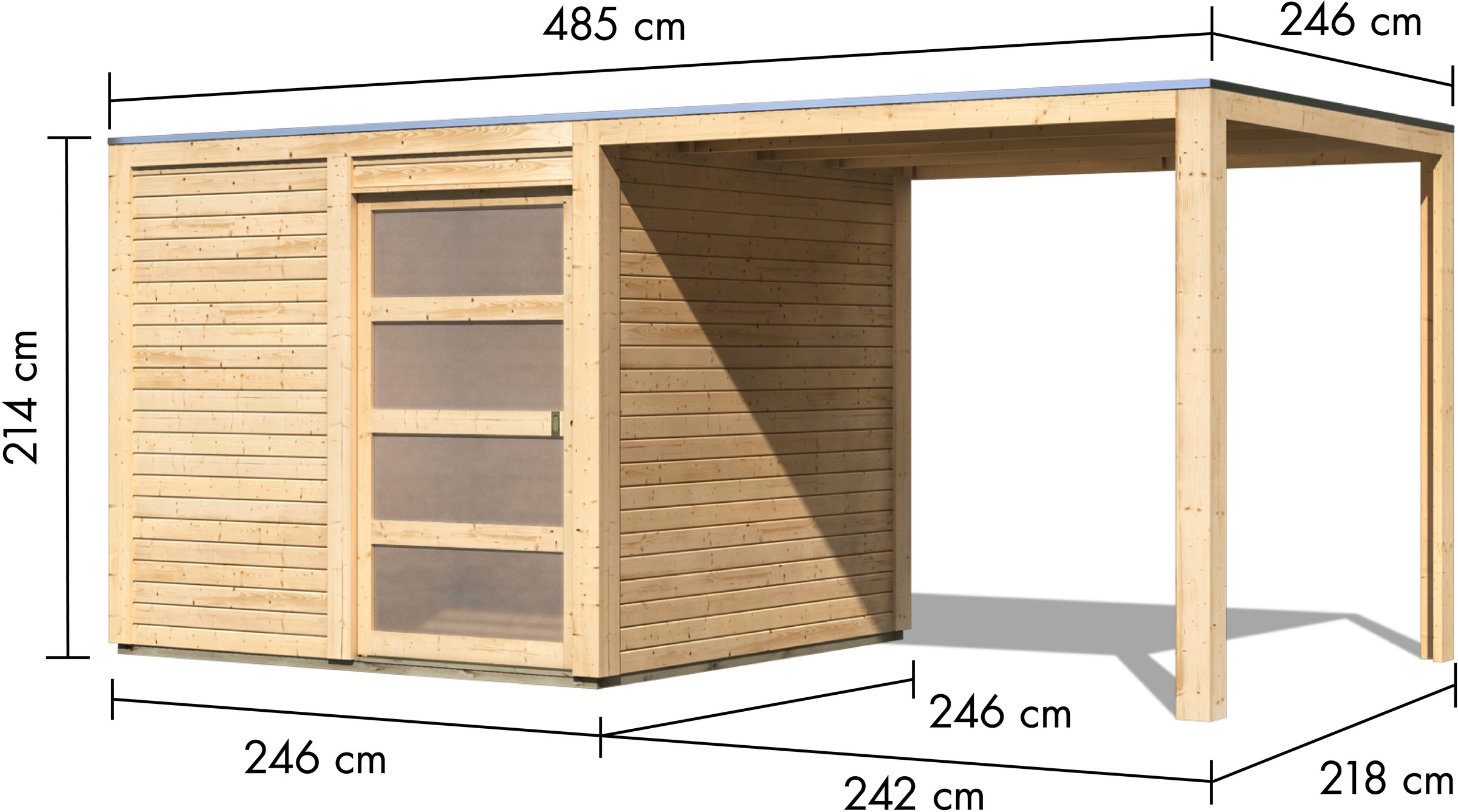 KONIFERA Gartenhaus »Cubus 1« inkl. Anbaudach
