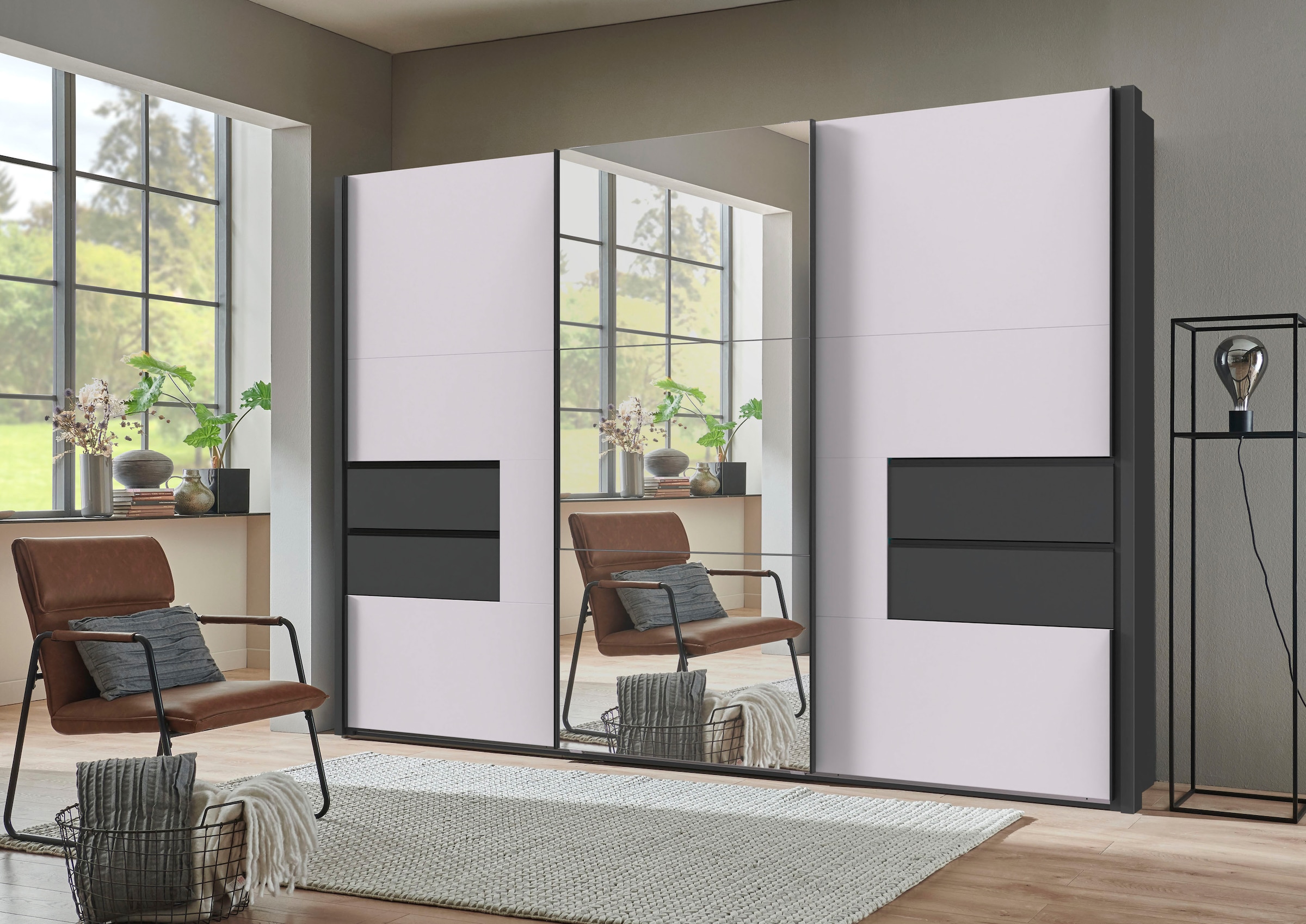 Wimex Schwebetürenschrank »Palermo by fresh to go«, integrierte Schubladen in der Front mit Soft-close-Funktion