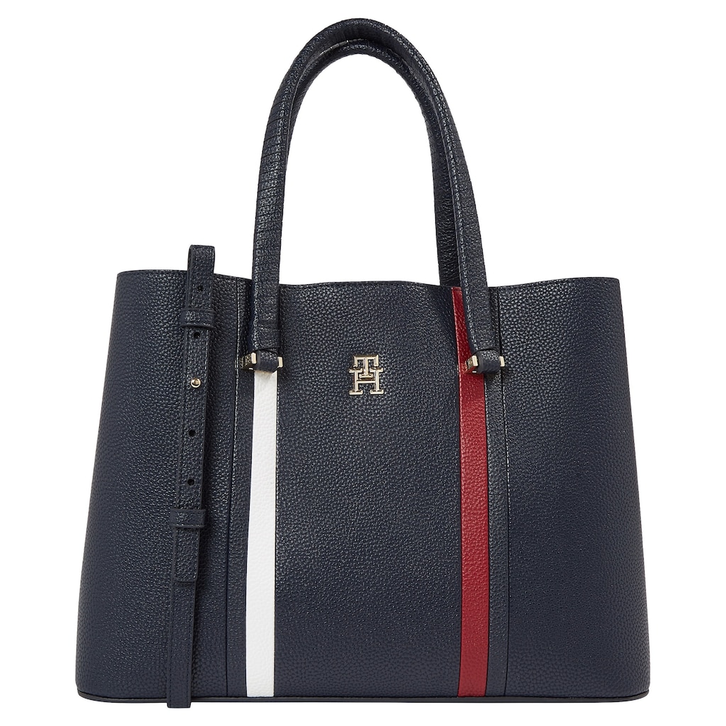 Tommy Hilfiger Henkeltasche »TH EMBLEM SATCHEL CORP« mit modischen Streifendetails Tommy Hilfiger Henkeltasche »TH EMBLEM SATCHEL CORP« mit modischen Streifendetails