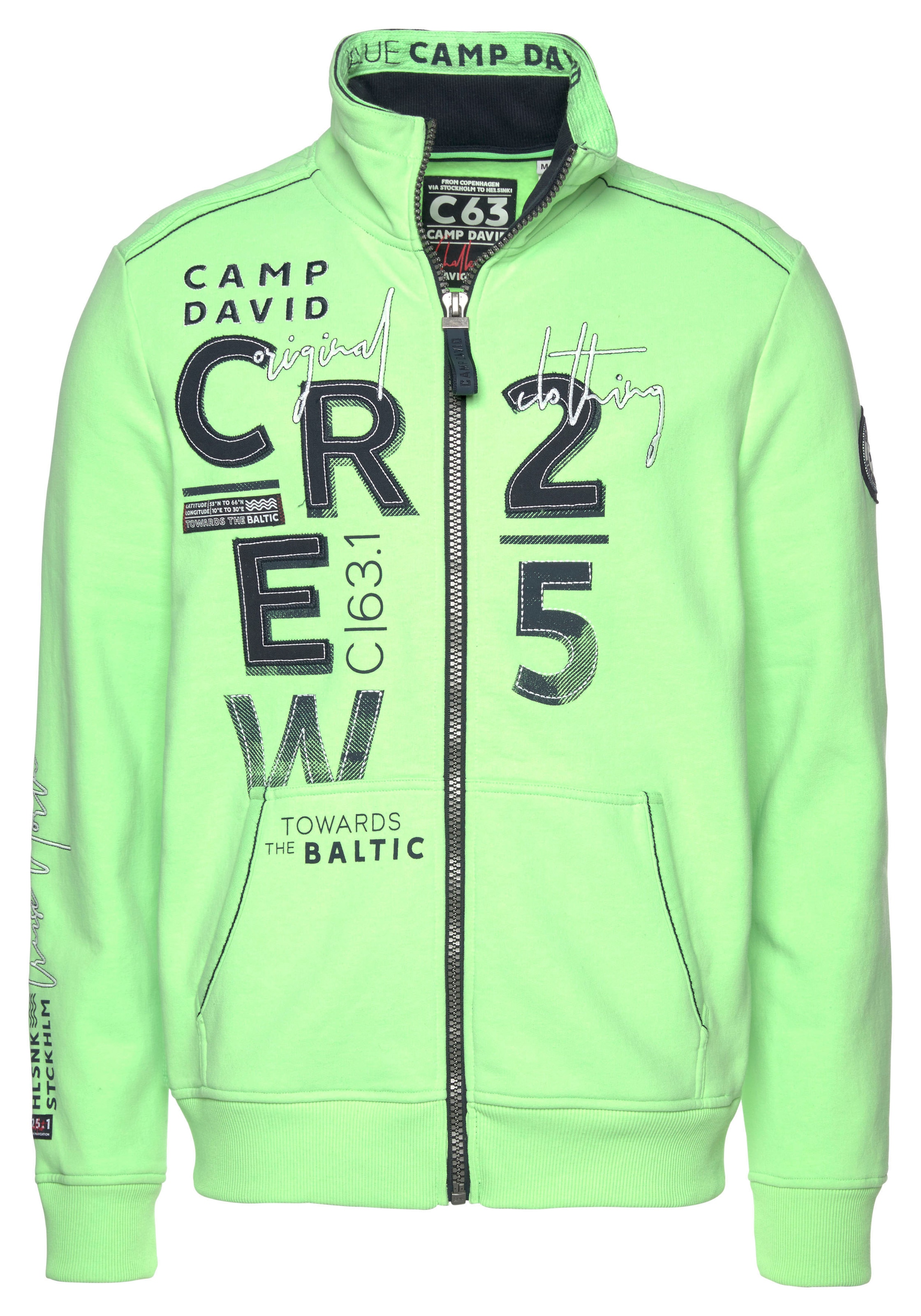 CAMP DAVID Sweatjacke, mit sportlichem Frontdruck