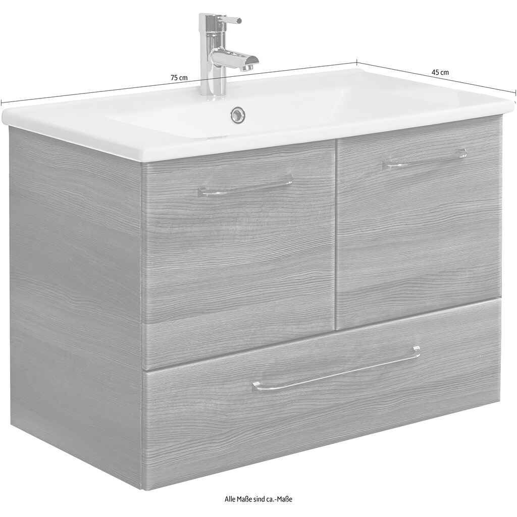 Saphir Waschtisch »Quickset Keramikwaschtisch mit Unterschrank, 75 cm breit, Waschplatz«