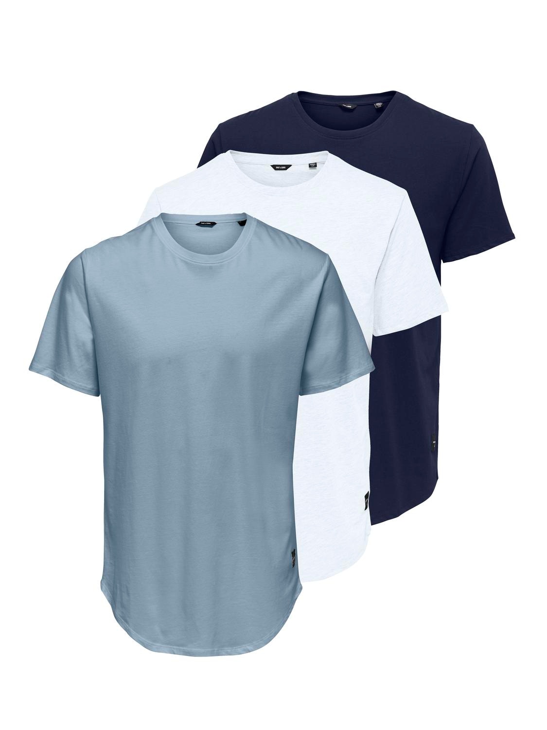 ONLY & SONS Rundhalsshirt "ONSMATT LONGY SS TEE 3-PACK" Packung, 3 Baumwoll günstig online kaufen
