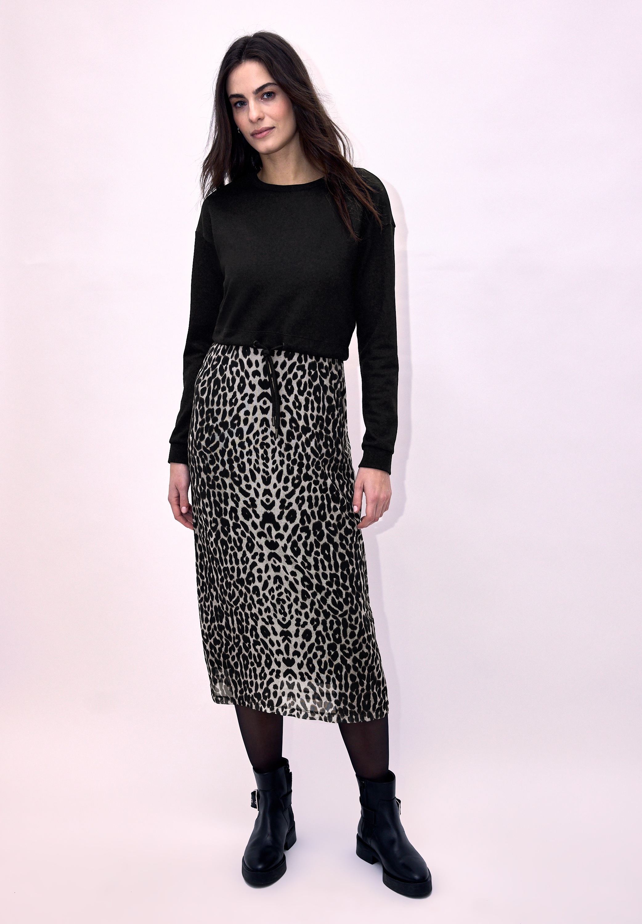 STREET ONE STUDIO Midikleid Ohne Taschen mit Leo-Muster günstig online kaufen