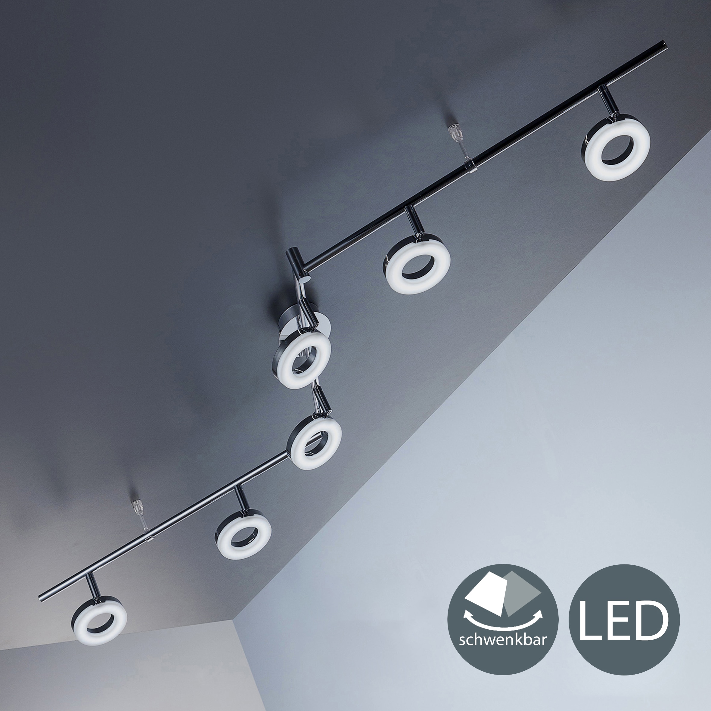 B.K.Licht LED Deckenleuchte, 6 flammig, Leuchtmittel LED-Board | LED fest integriert, LED Deckenlampe, Wohnzimmer, Decken-Spot, Strahler, inkl. 4,5W 450lm