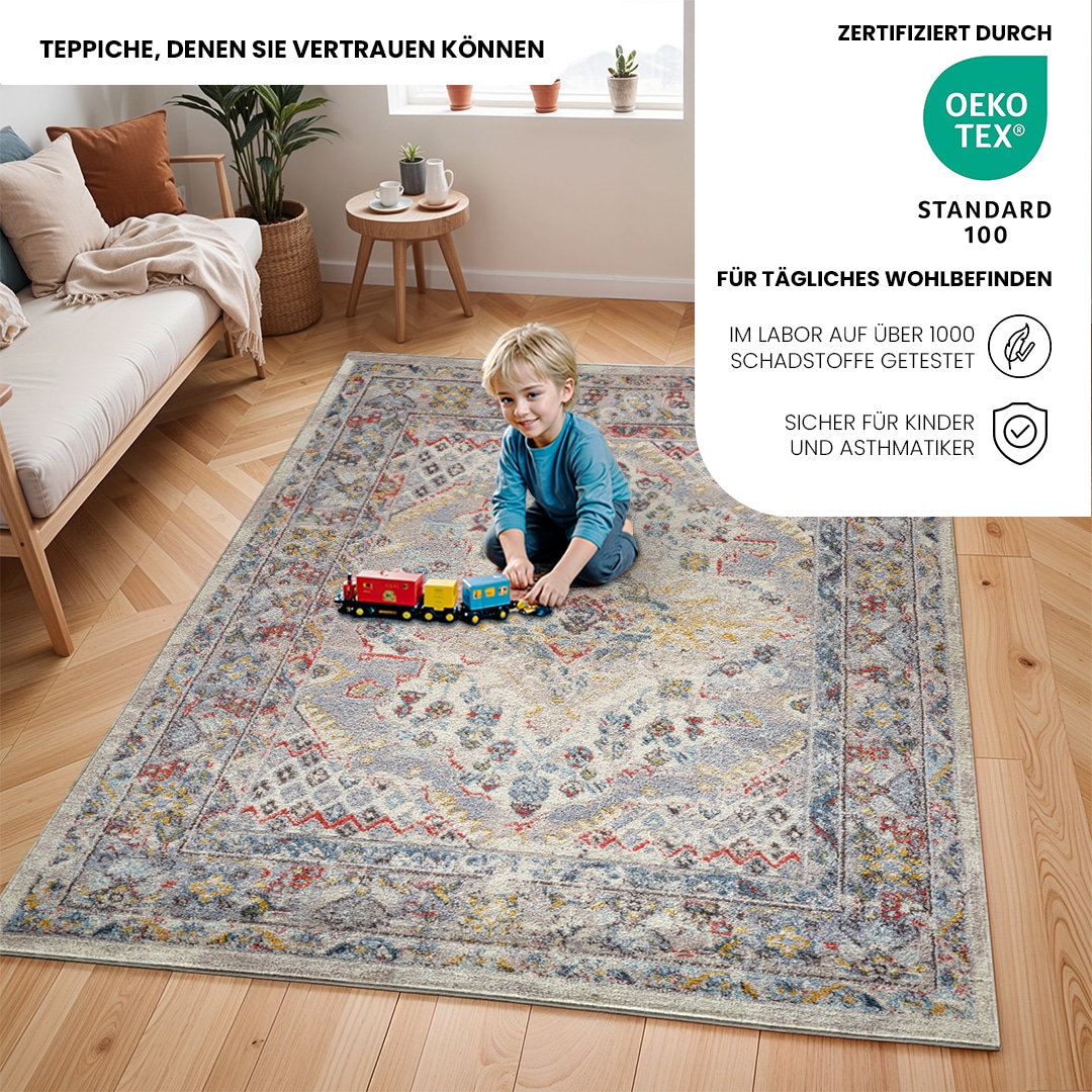 Livabliss Teppich »CASABLANCA«, rechteckig, 12 mm Höhe, Vintage Orientteppich, Kurzflor Boho Wohnzimmerteppich, Läufer