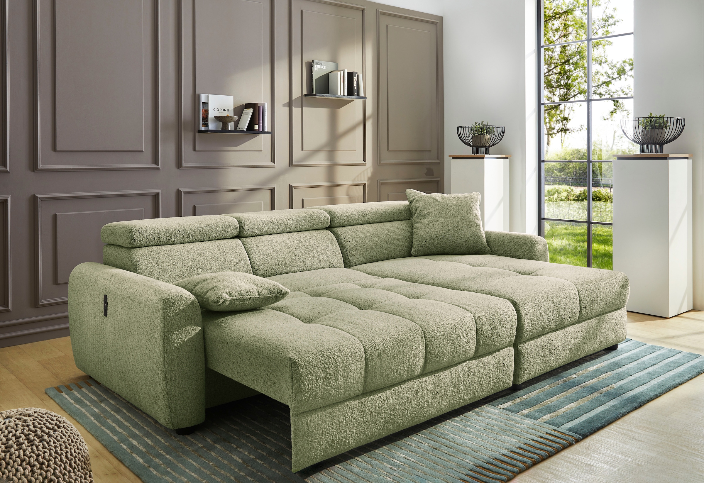 Jockenhöfer Gruppe Ecksofa »Move L-Form, B: 270 cm, mit 60 cm elektr. Sitztiefenverstellung« 140kg Belastbarkeit je Sitz, Kopfteilverstellung & USB-Anschluss