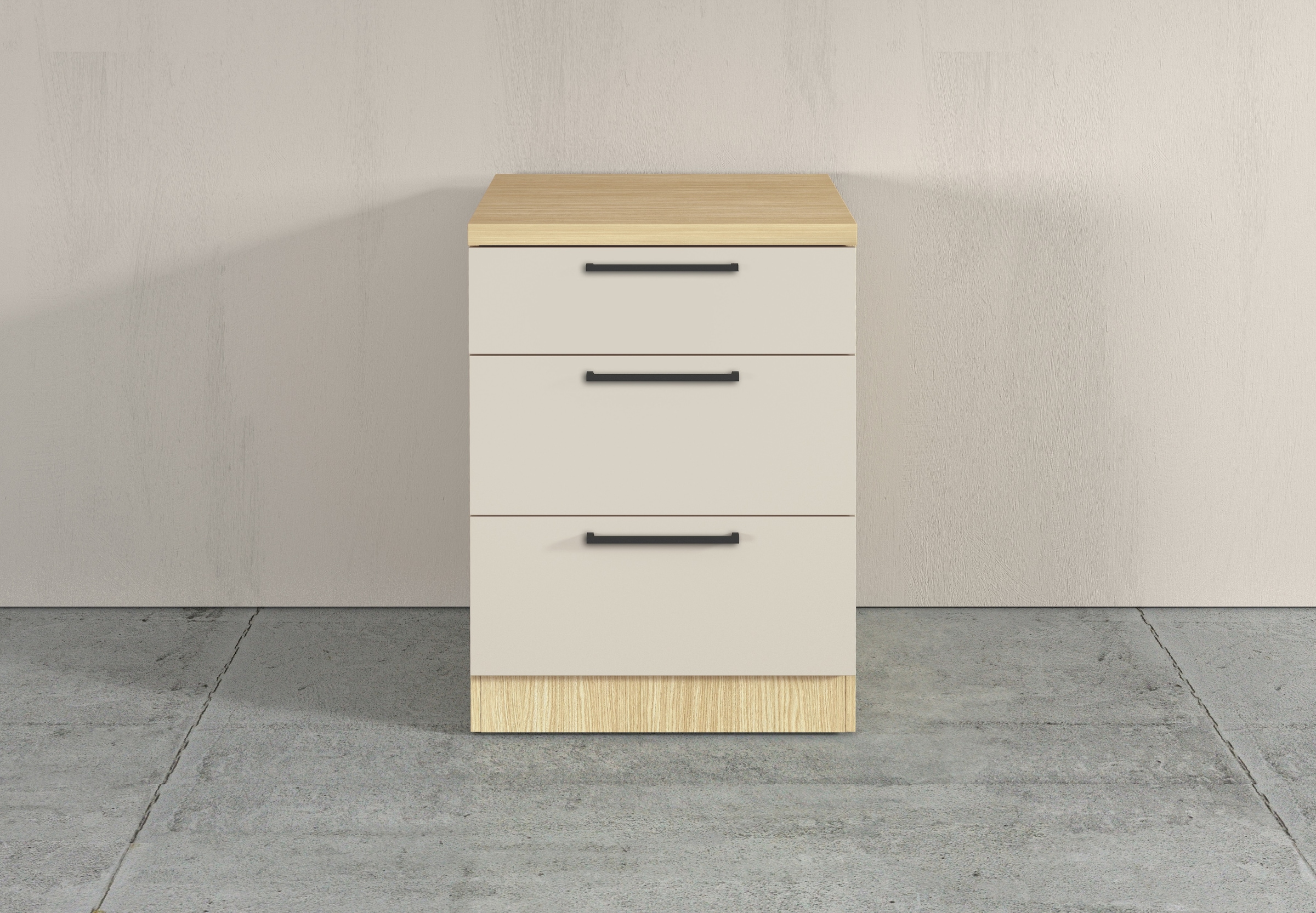 KOCHSTATION Unterschrank »Luna, Küchenunterschrank, Unterschrank mit Schubladen, Made in Italy« B/T/H: 60 × 60 × 85 cm, mit 3 Schubkästen, 3,5 cm starke Oberplatte