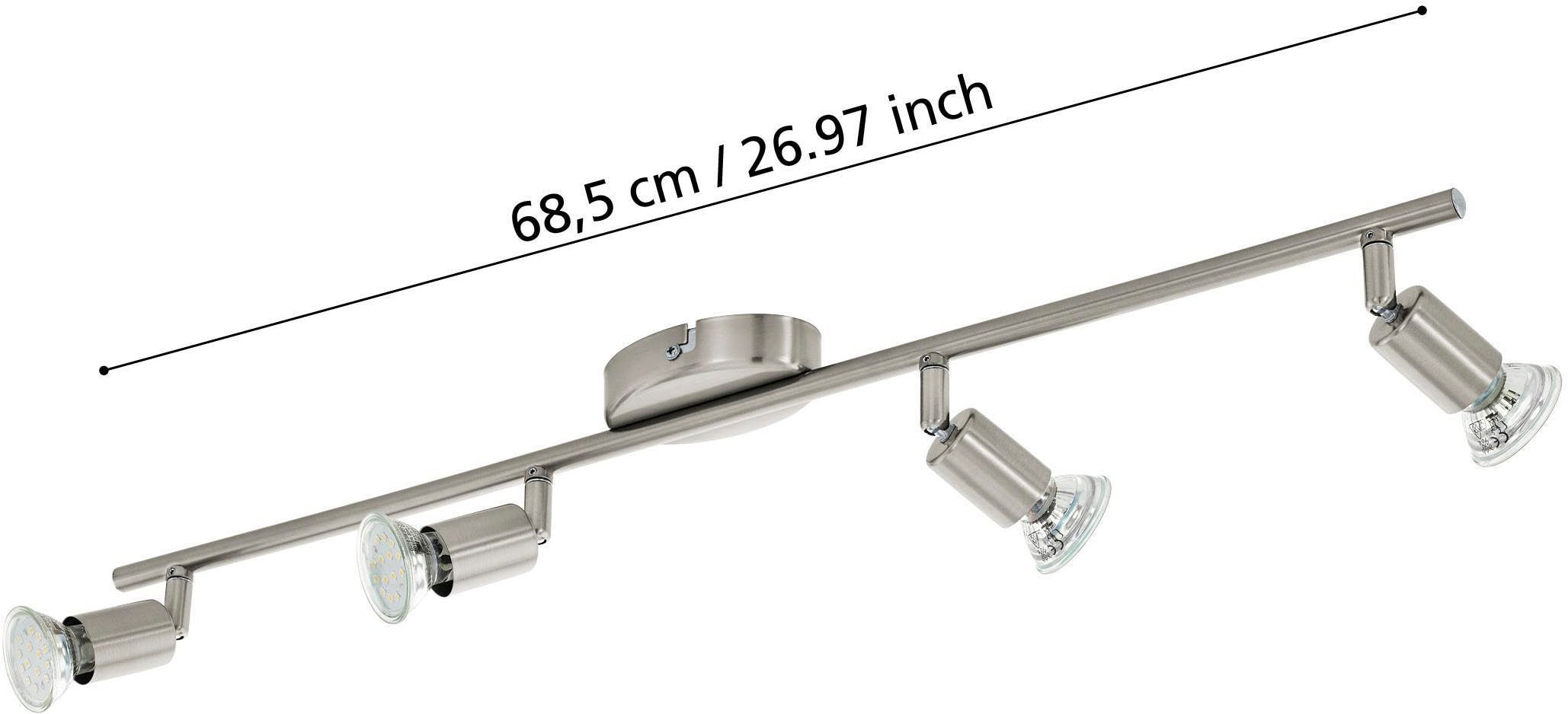 EGLO Deckenleuchte »Buzz-LED Deckenleuchte, Deckenstrahler aus Metall, Küchenlampe, GU10« GU10 1 Stk. Spot - L68,5 x B6,5 cm - nickel-matt - 4X2,8W inkl.