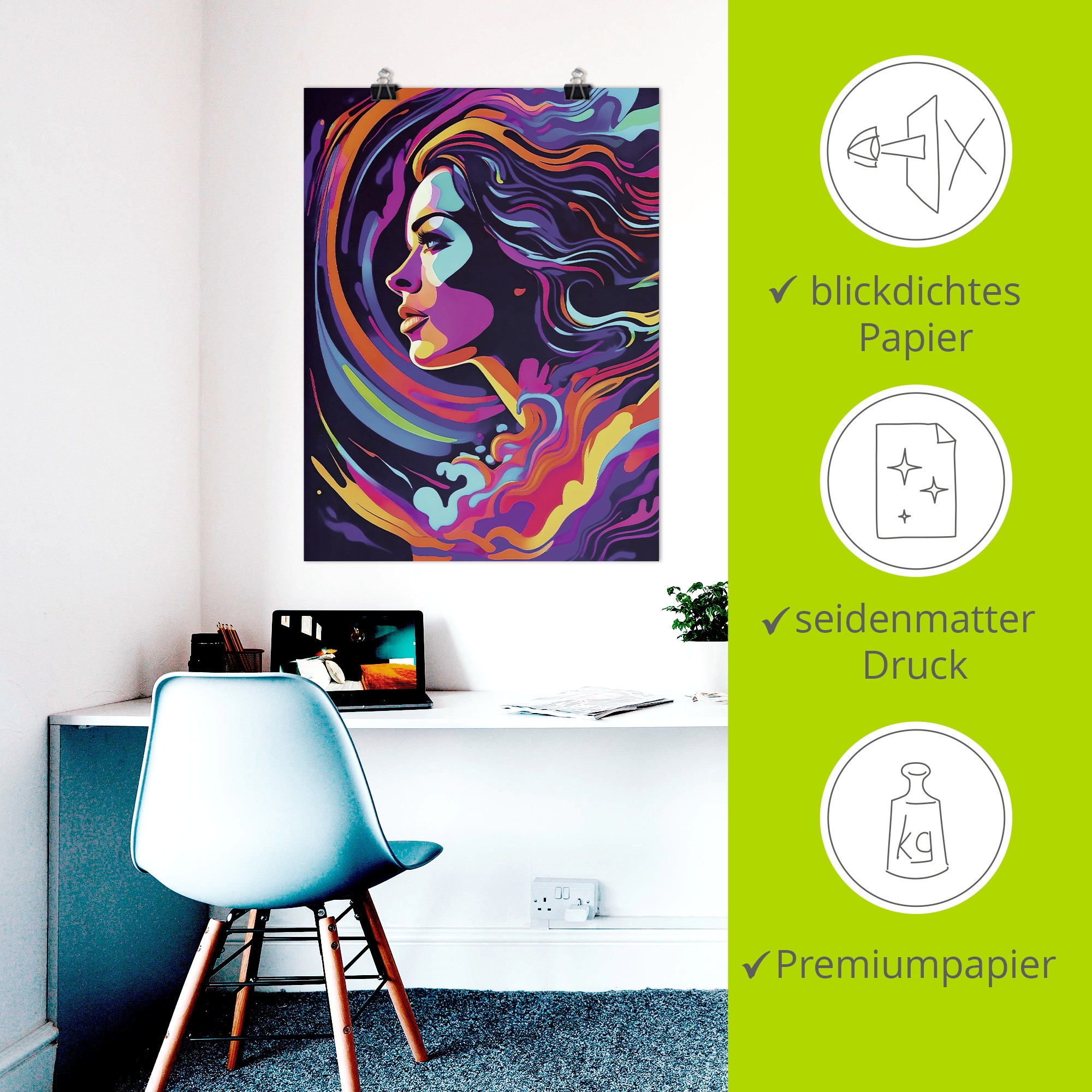 Artland Wandbild »Frau in bunten Farben« Bilder von Frauen 1 Stk. tlg. als Alubild, Leinwandbild, Poster, Wandaufkleber in verschied. Größen