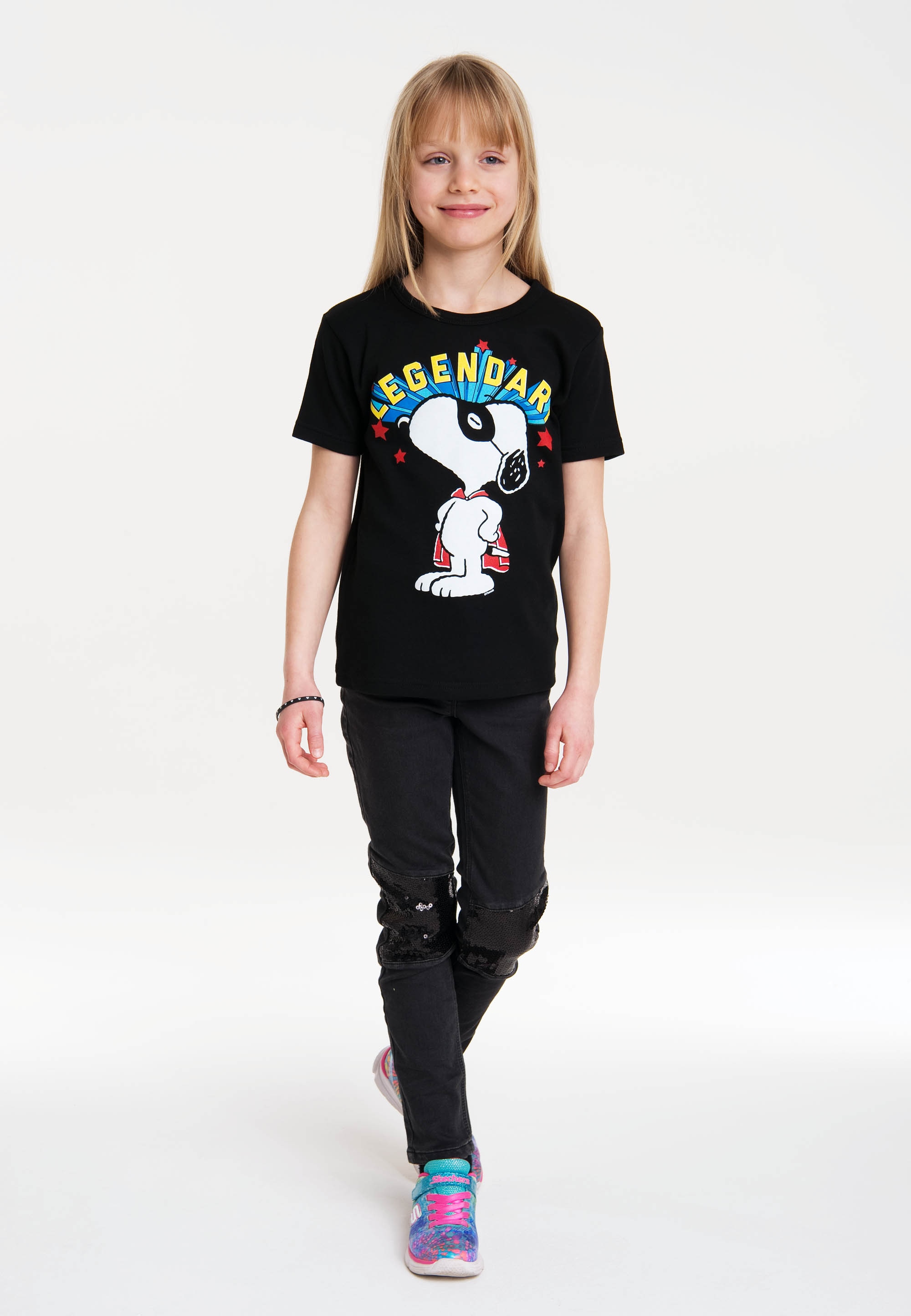 bestellen Legendary LOGOSHIRT »Peanuts - Snoopy-Frontprint mit | T-Shirt BAUR Snoopy«,