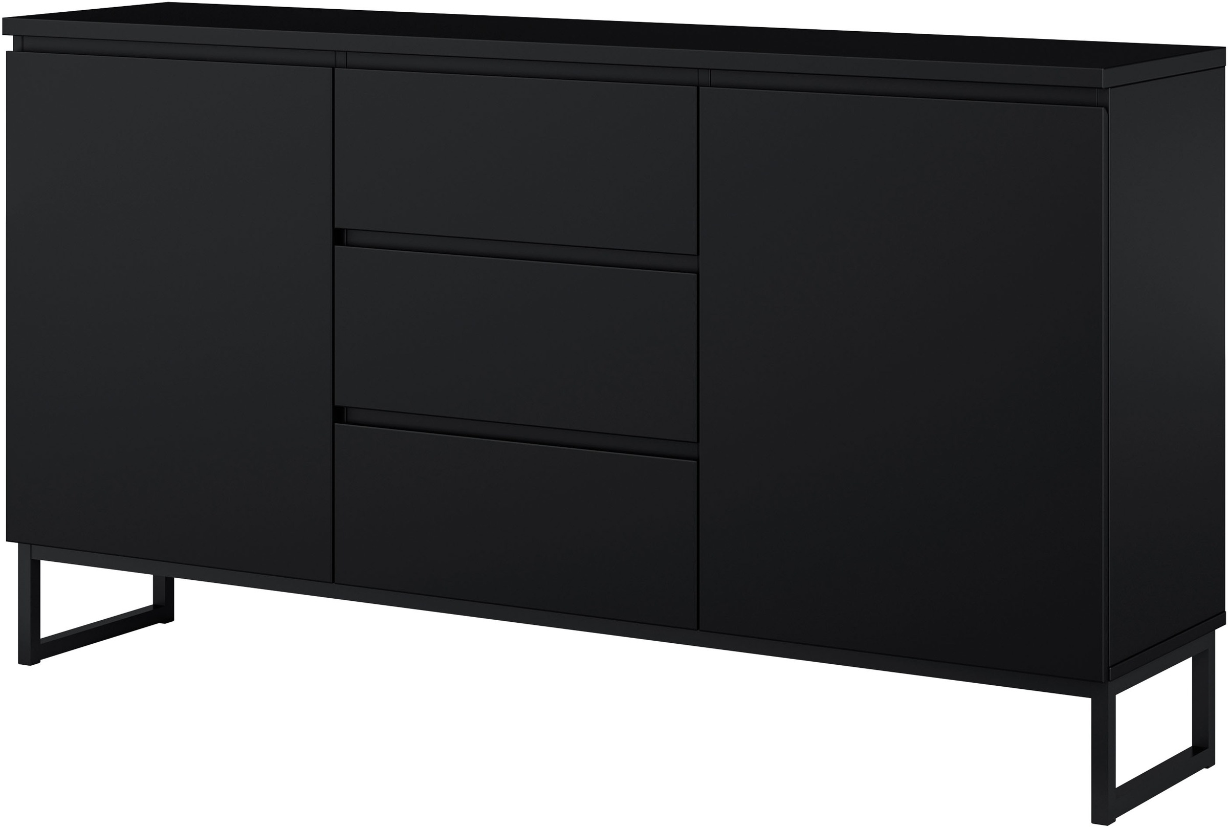 OTTO home Sideboard "Modo II, Breite 150 cm, moderne grifflose Kommode 2Türen/3 SK" Schubladenkommode viel Stauraum, Einlegeböden verstellbar, Metallkufen