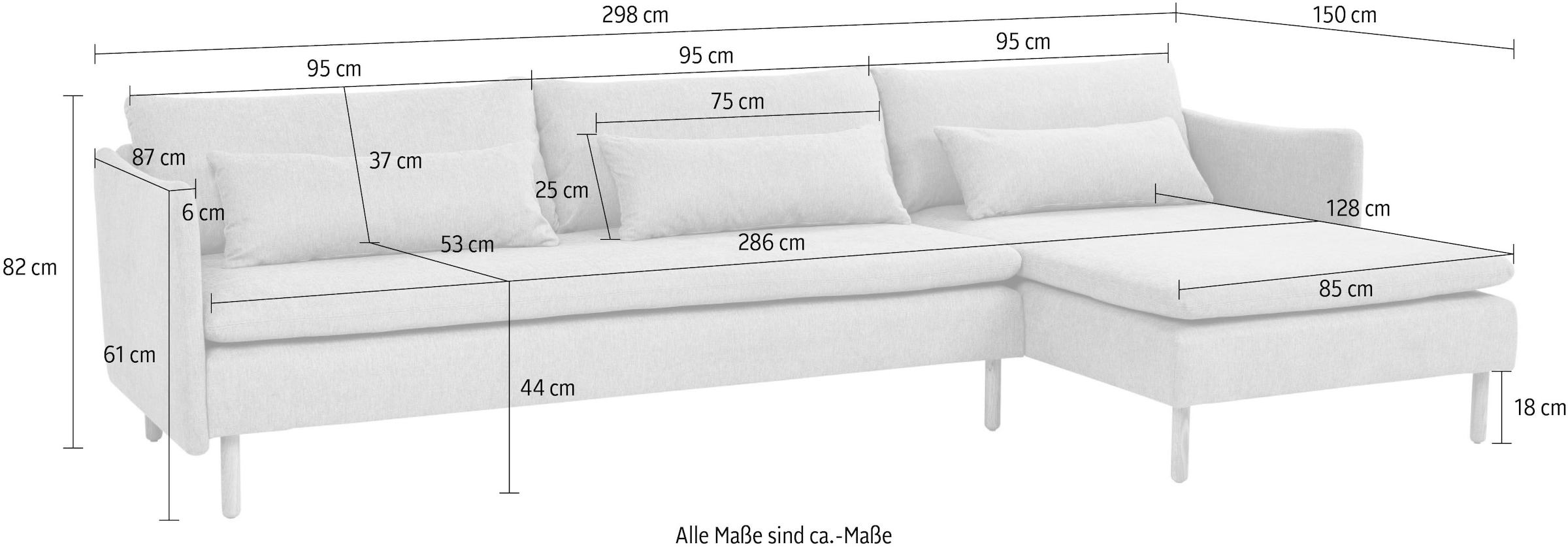 OTTO home Ecksofa »Syllas, Polsterecke, Sofa, hochwertige Verarbeitung« L-Form, mit Taschenfederkern, B: 298 cm, FSC®