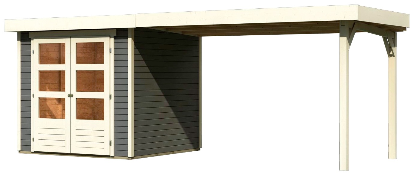 Karibu Gartenhaus »Arnis«, (Set), mit Anbaudach 2,80 m Breite