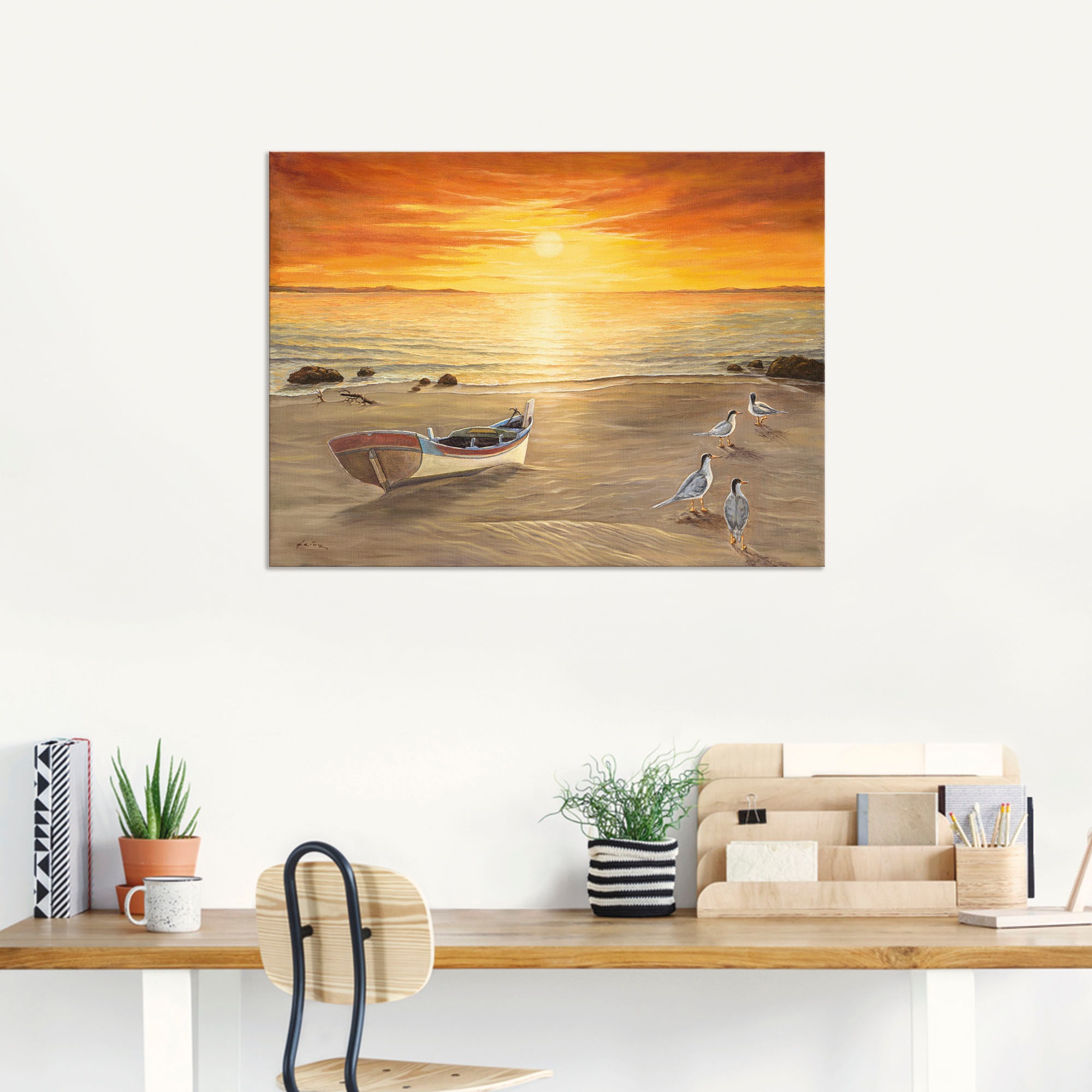 Artland Wandbild "Möwen" Sonnenaufgang & -untergang 1 Stk. tlg. als Alubild günstig online kaufen