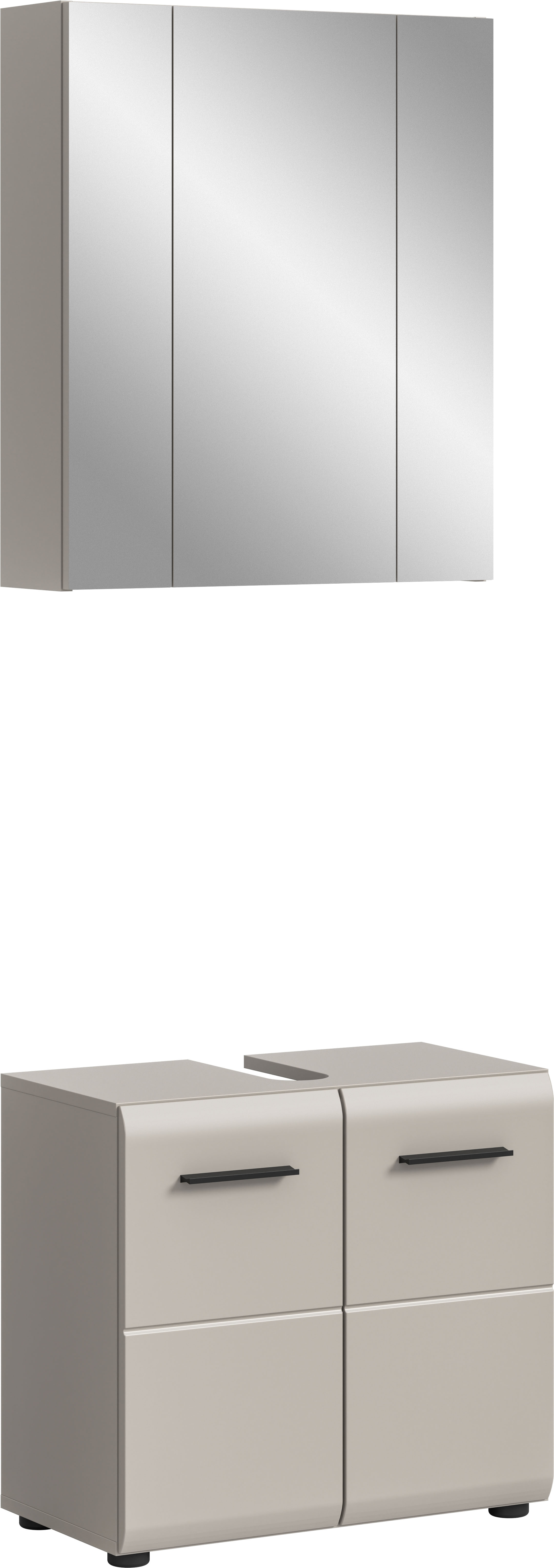 welltime Badmöbel-Set "FLORENZ, 2-teilige Badkombination, hochwertige MDF-Front" Set, bestehend aus: 1 Waschbeckenunterschrank, 1 Spiegelschrank, 2 Stk. tlg.
