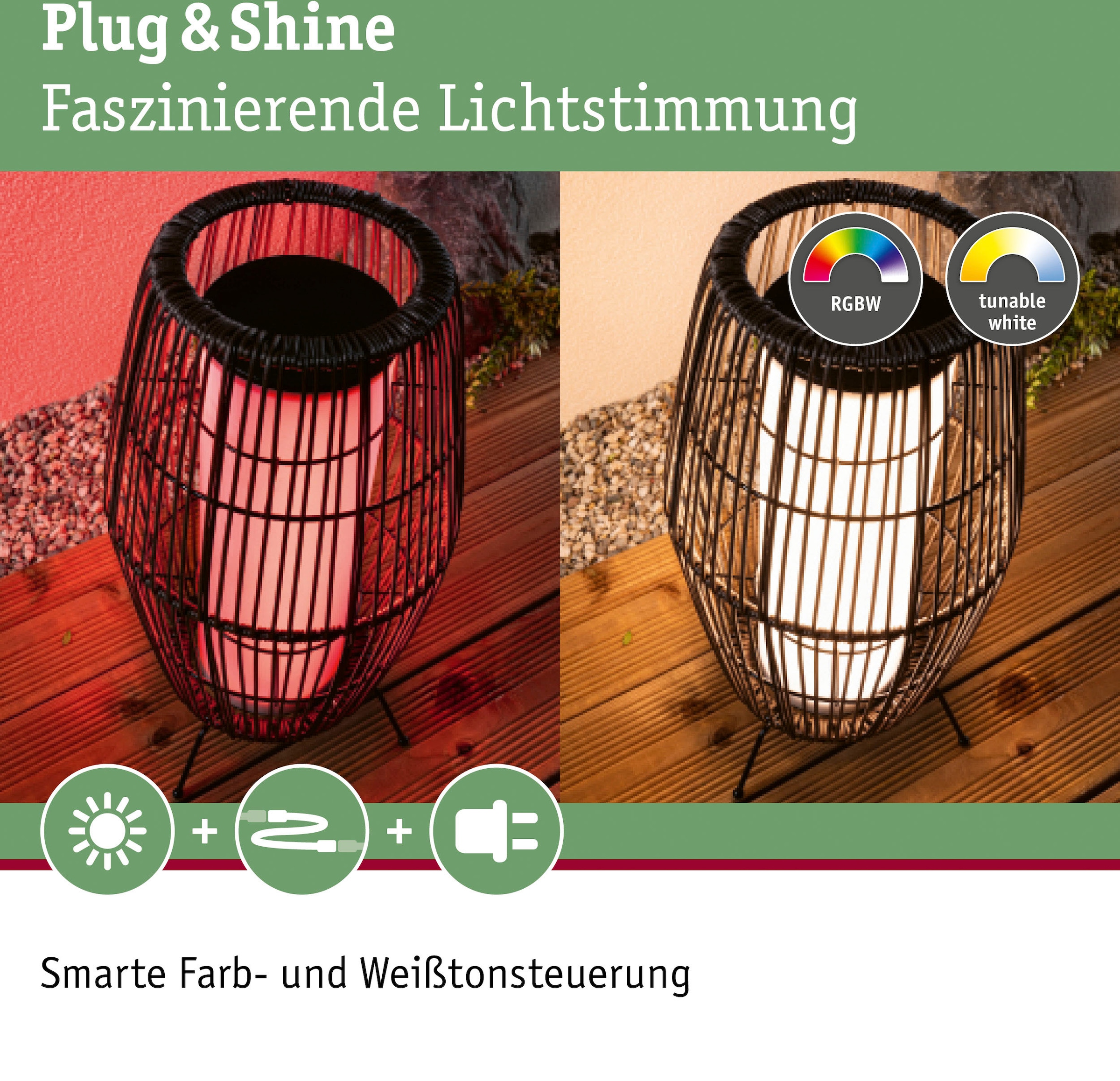 Paulmann LED Gartenleuchte »Outdoor Plug & Shine Basket 40 RGBW ZigBee  IP44«, 1 flammig-flammig, ZigBee IP44 RGBW bestellen | BAUR | Teichbeleuchtung