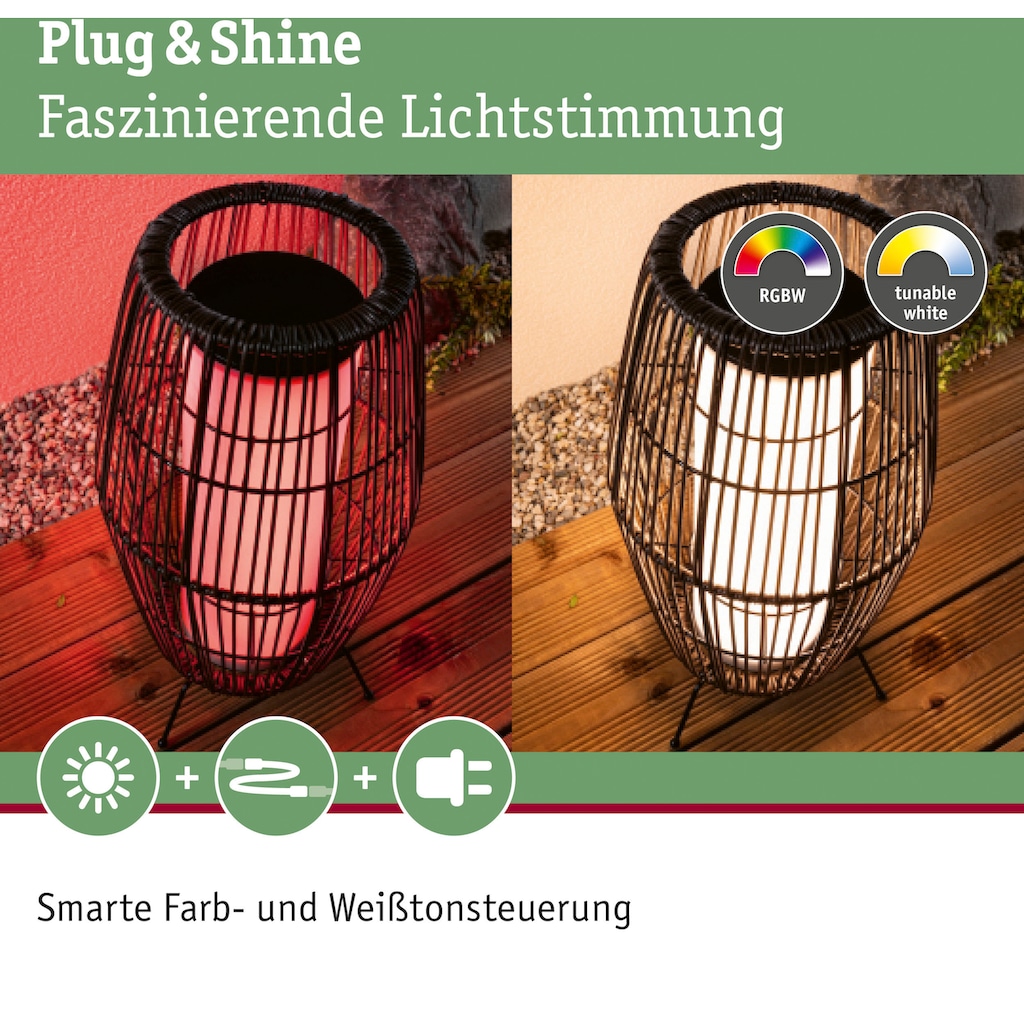 Paulmann LED Gartenleuchte »Outdoor Plug & Shine Basket 40 RGBW ZigBee IP44«, 1 flammig-flammig