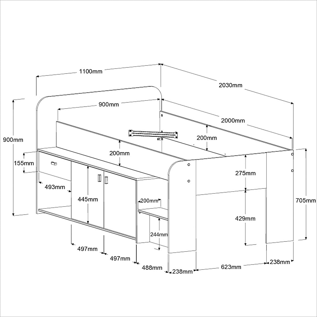 Parisot Stauraumbett