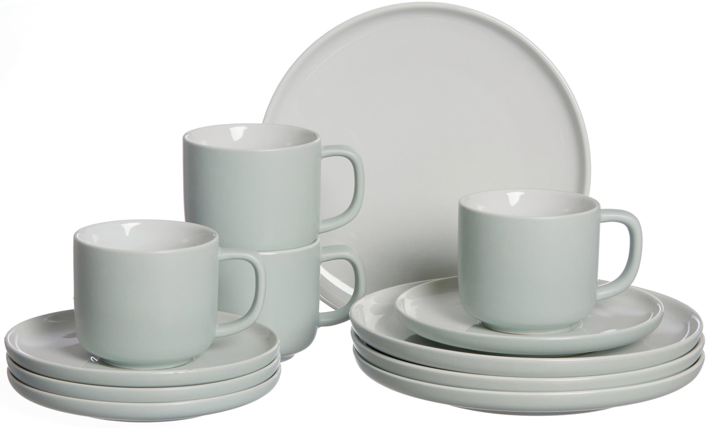 "Kaffeeservice RITZENHOFF & BREKER ""Geschirr-Set, Service Jasper"", grün (hellmint), 12 Stk., Steinzeug, Geschirr-Sets, Kaffeeservice, Scandic
