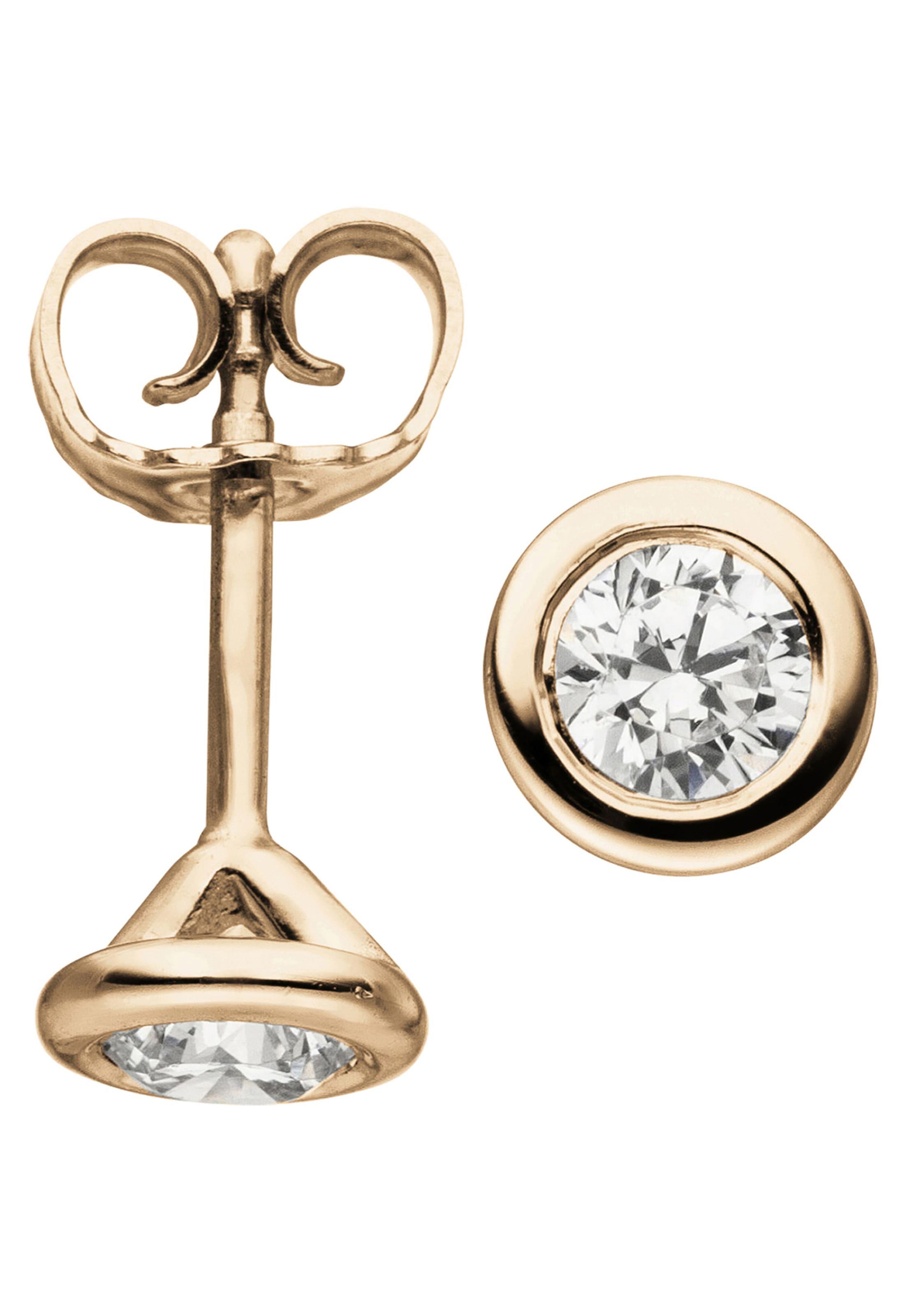 JOBO Paar Ohrstecker »Ohrringe Solitär Diamanten Brillanten 0,50 ct.«, 585 Roségold