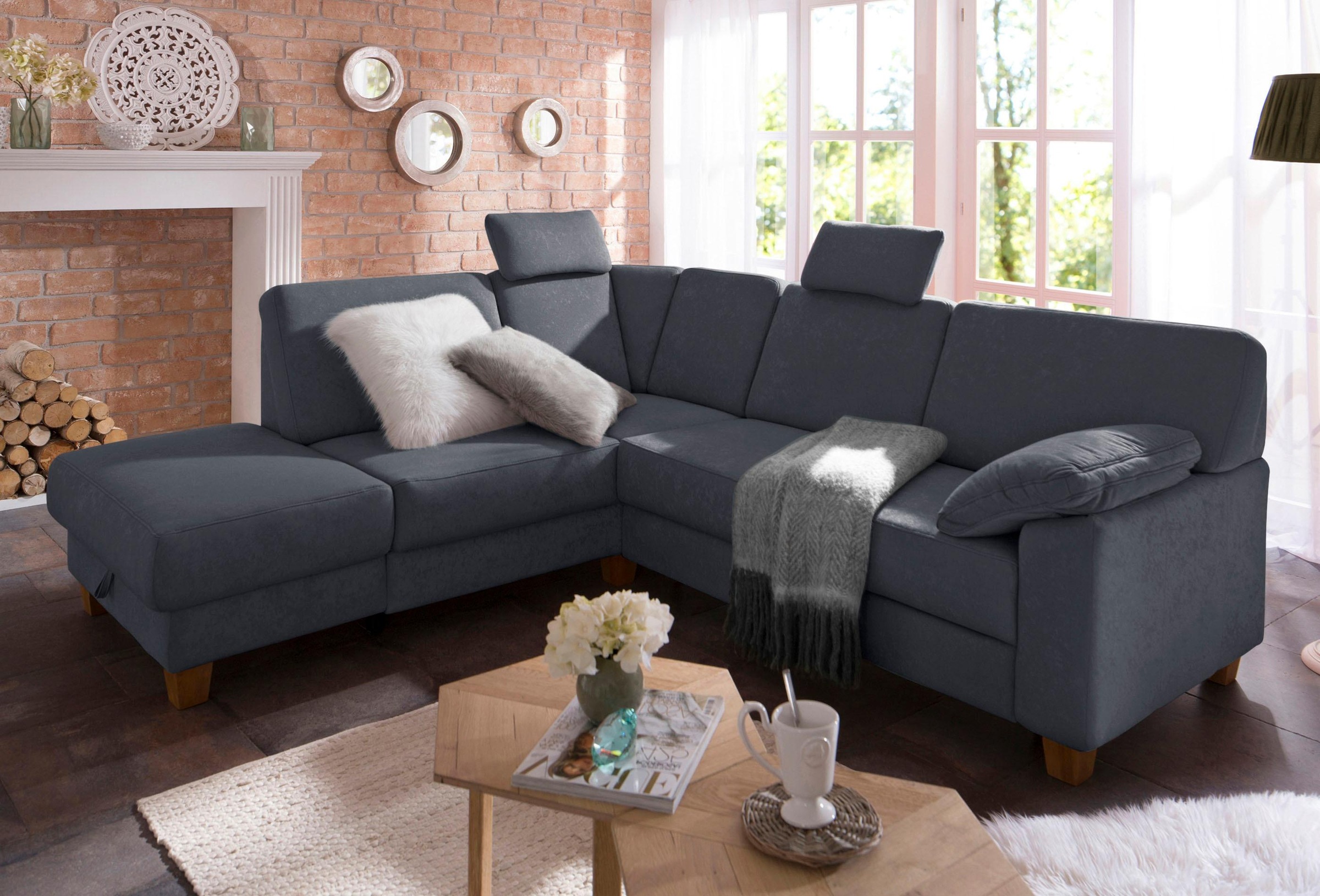 Home affaire Ecksofa »Belfort L-Form«, mit Federkern, wahlweise mit Bettfunktion und Stauraum