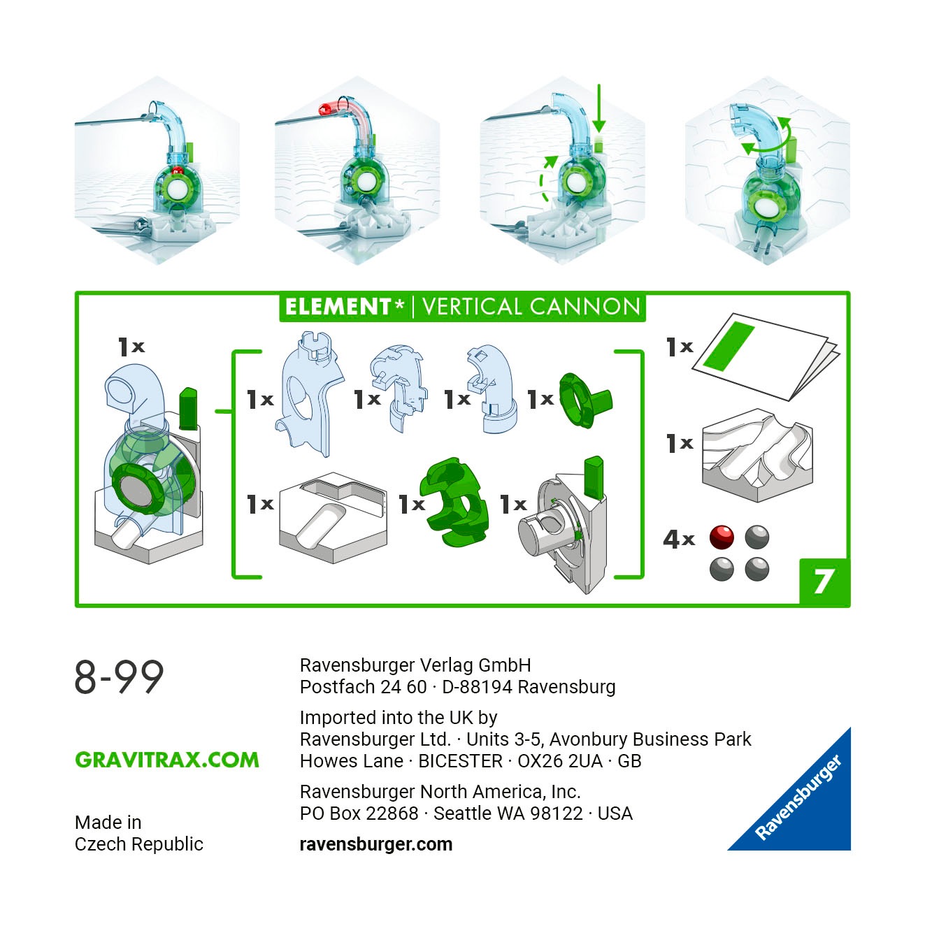 Ravensburger Kugelbahn-Bausatz »GraviTrax Element Vertical Cannon«, Made in Europe