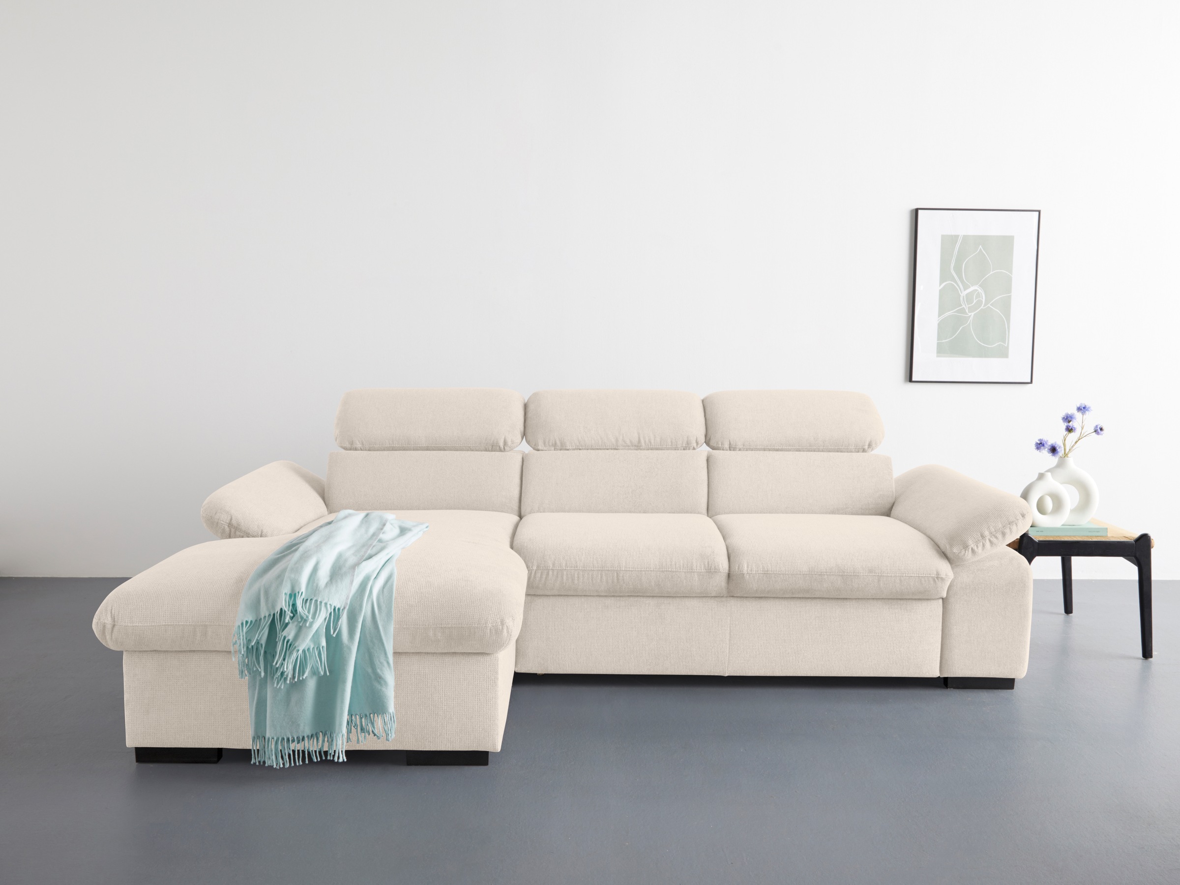 COTTA Ecksofa "Lola L-Form mit Kopfteilfunktion & Hocker" wahlweise mit Bet günstig online kaufen