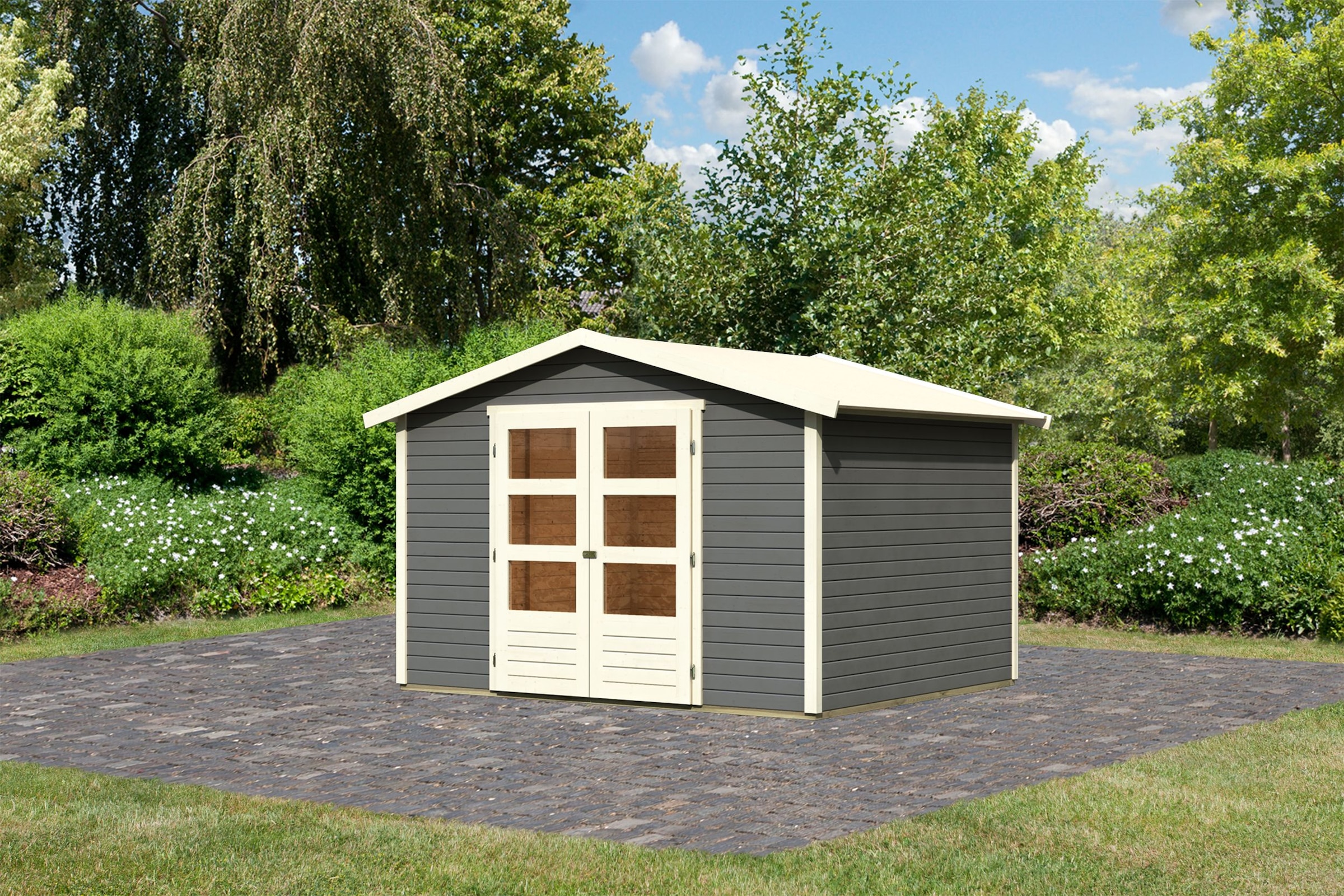 Karibu Gartenhaus »»Amberg 4««, naturbelassen, anthrazit oder terragrau