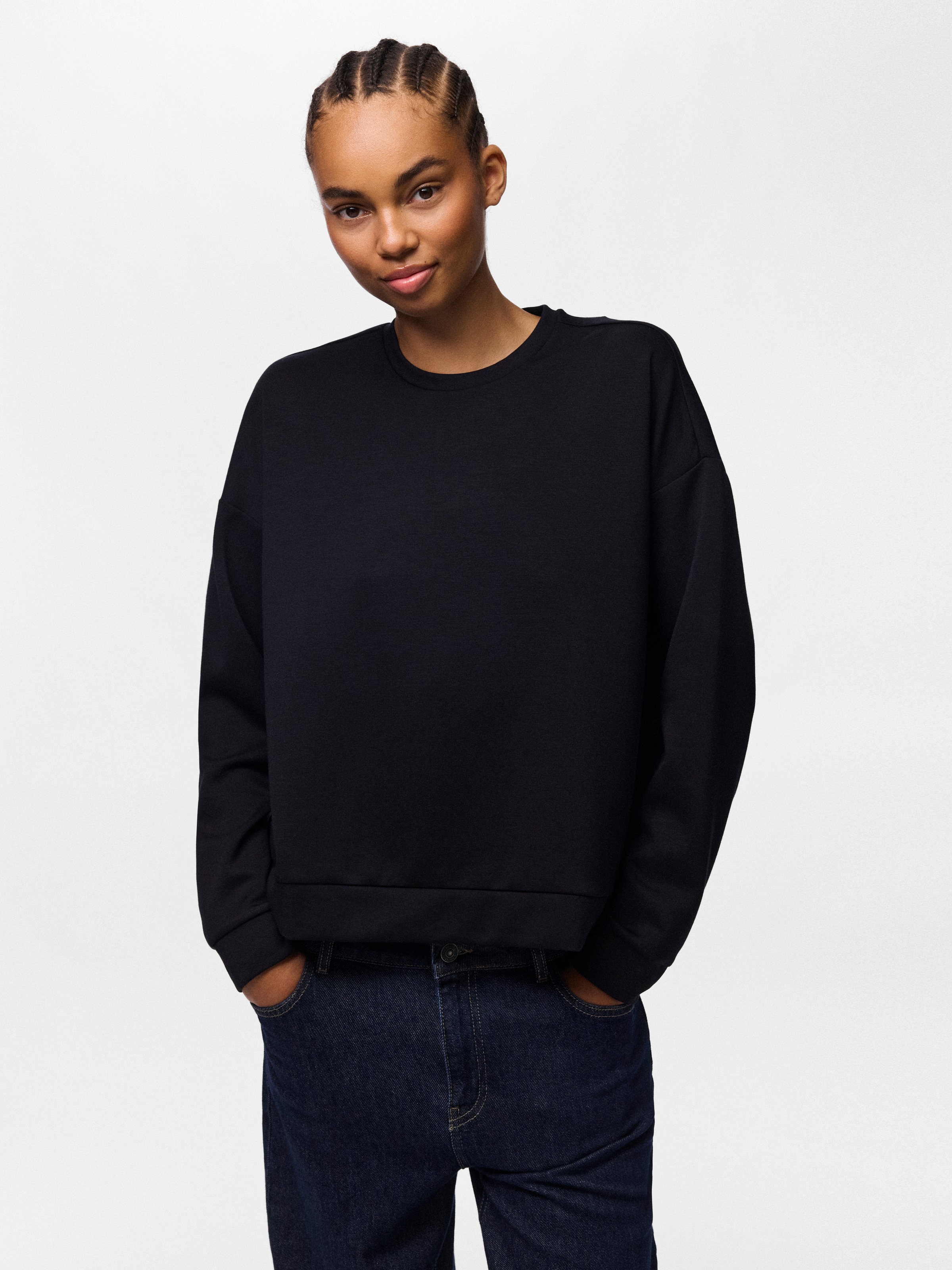 pieces Langarmshirt "PCMICHELLE SCUBA LS TOP SWT NOOS BC" Materialmix