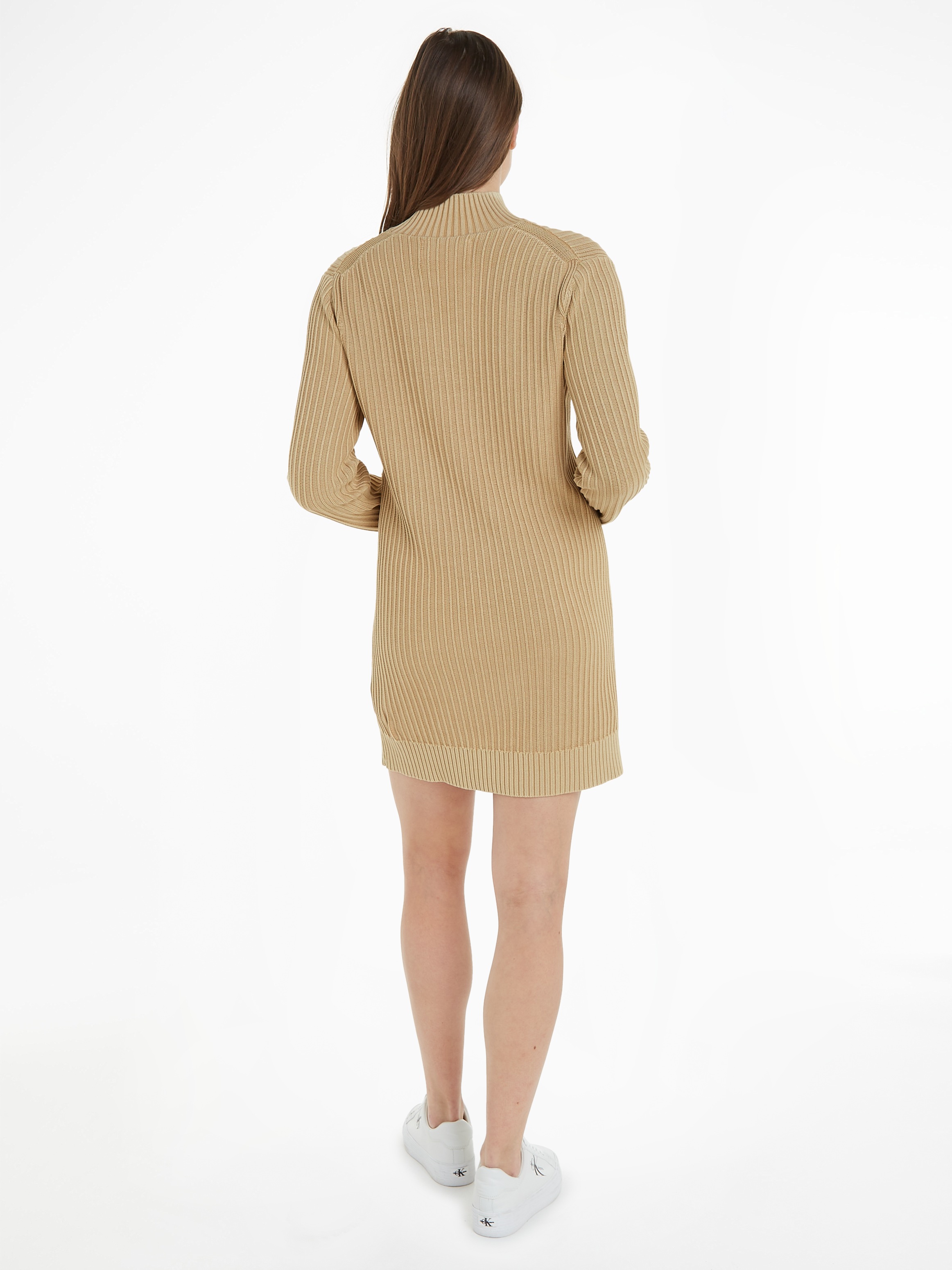 Calvin Klein Jeans Strickkleid »WASHED MONOLOGO SWEATER DRESS«, mit Stehkragen