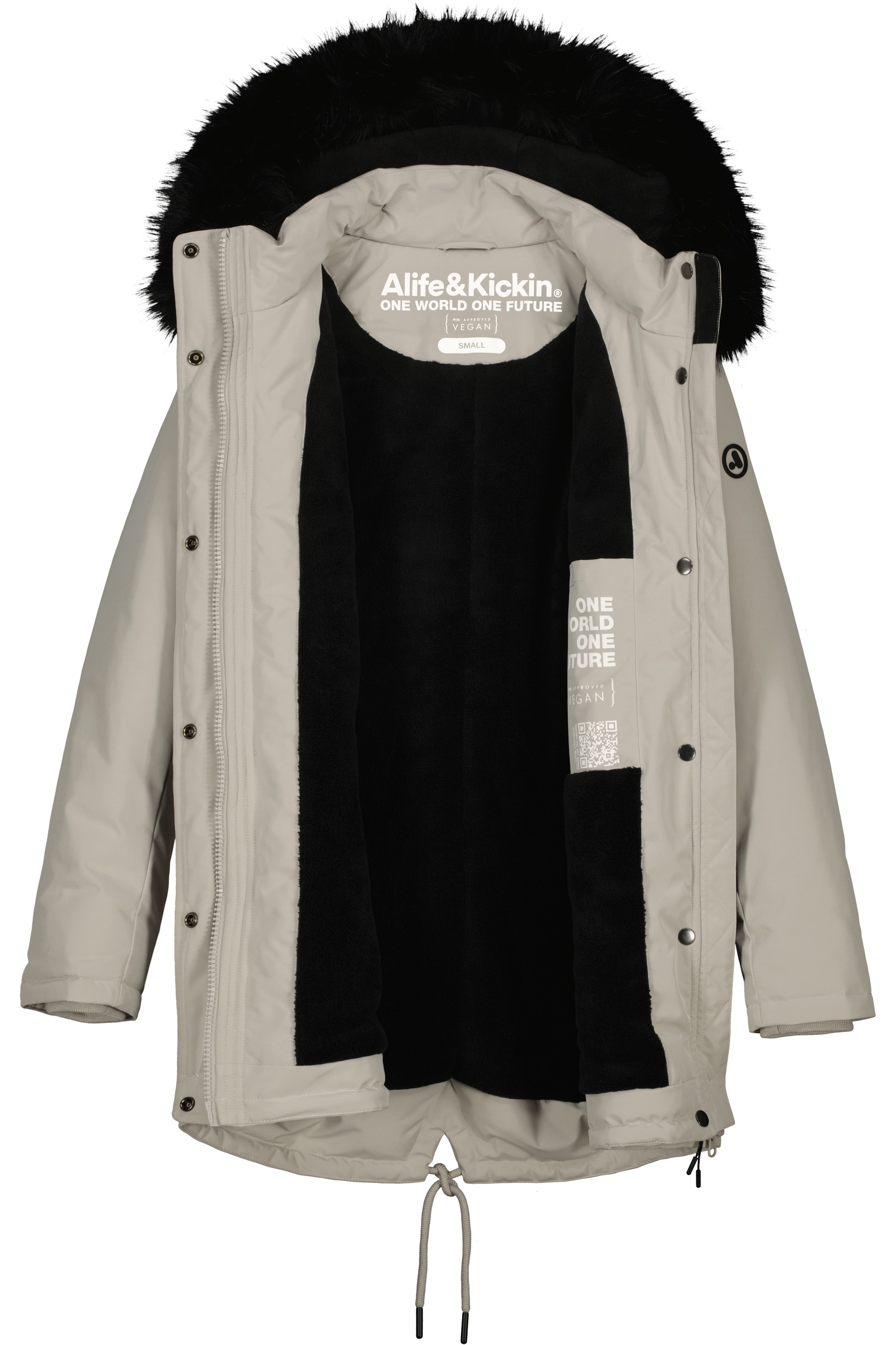 Alife & Kickin Winterjacke »Damen KierseyAK A«, Kurzer Mantel mit weichem Teddy-Innenfutter und abnehmbarer Kapuze