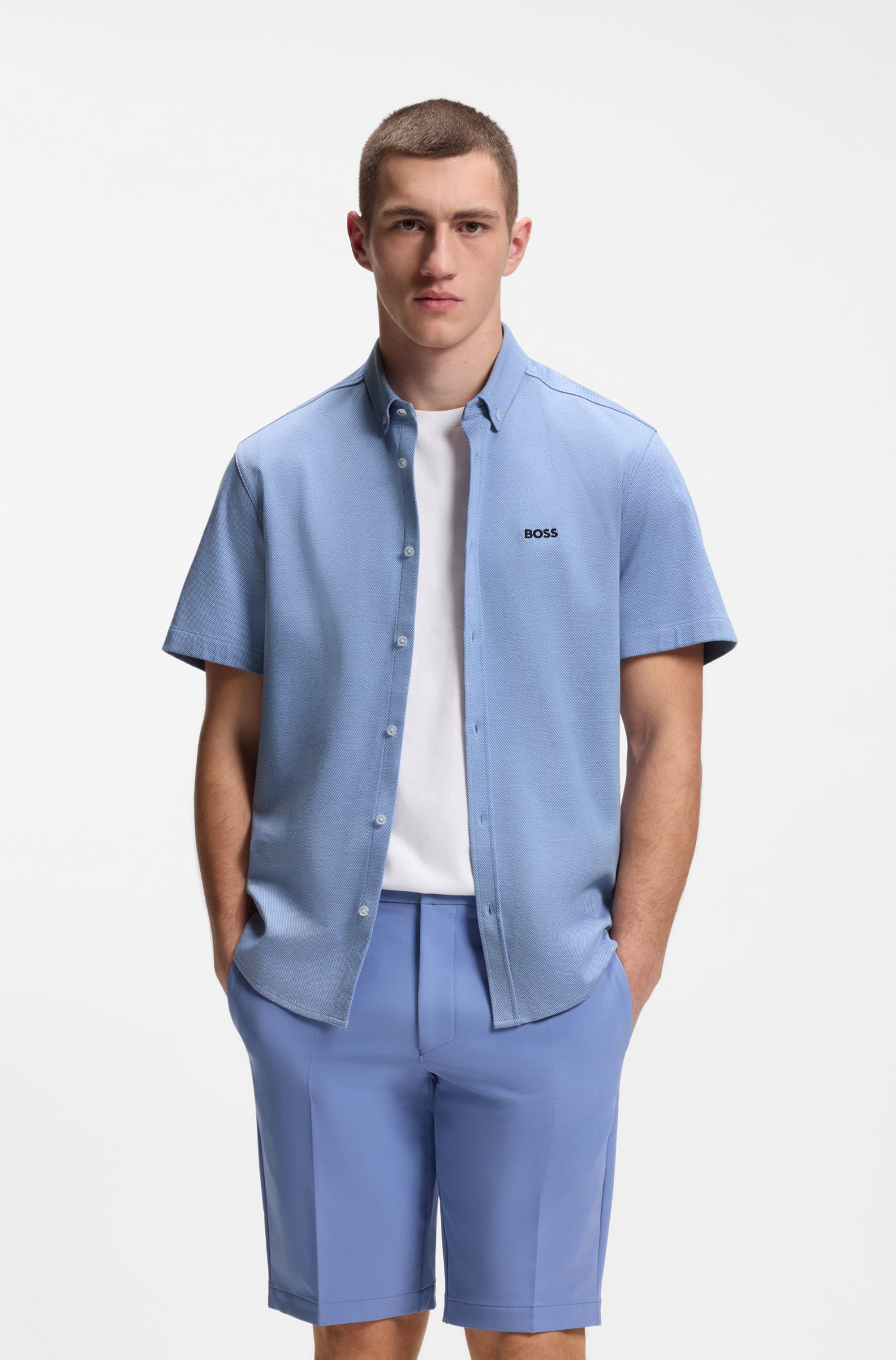BOSS GREEN Kurzarmhemd "Motion S" Regular Fit, Button-down-Kragen, Kurzarm, günstig online kaufen