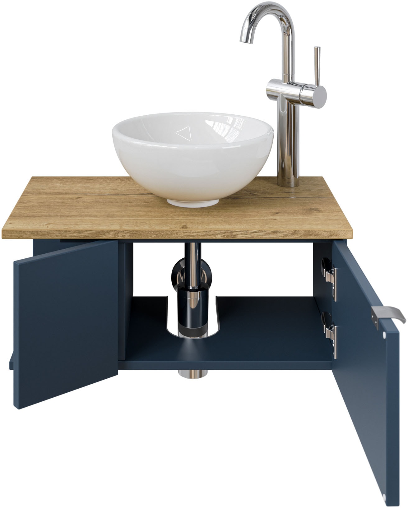 Saphir Waschtisch »Serie 6915 Waschschale mit Unterschrank für Gästebad, Gäste WC«, 61 cm mit Keramik-Aufsatzbecken, 2 Türen und 1 Fach