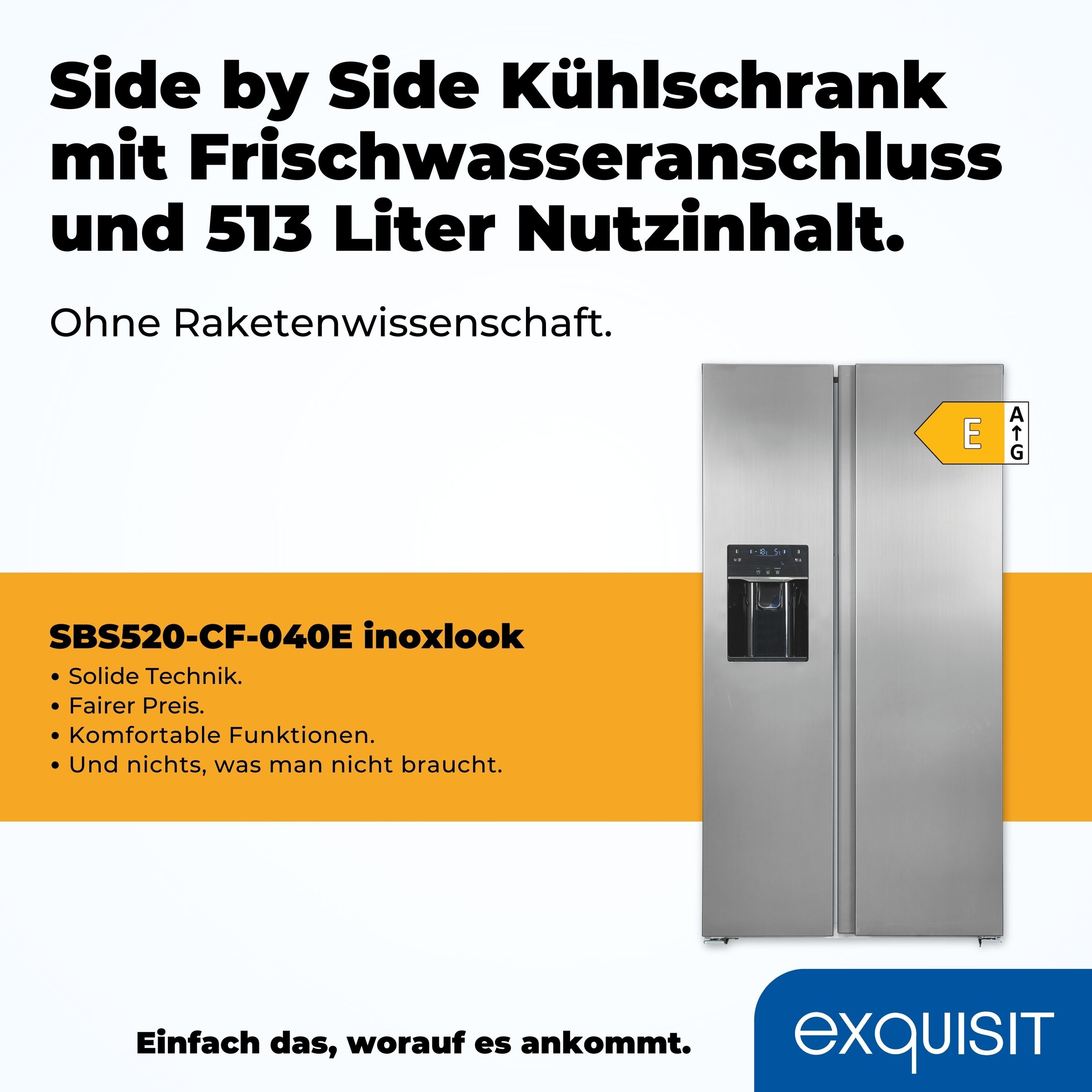 Thumbnail - exquisit Side-by-Side "SBS520-CF-040E inoxlook" 177 cm hoch 90 cm breit
