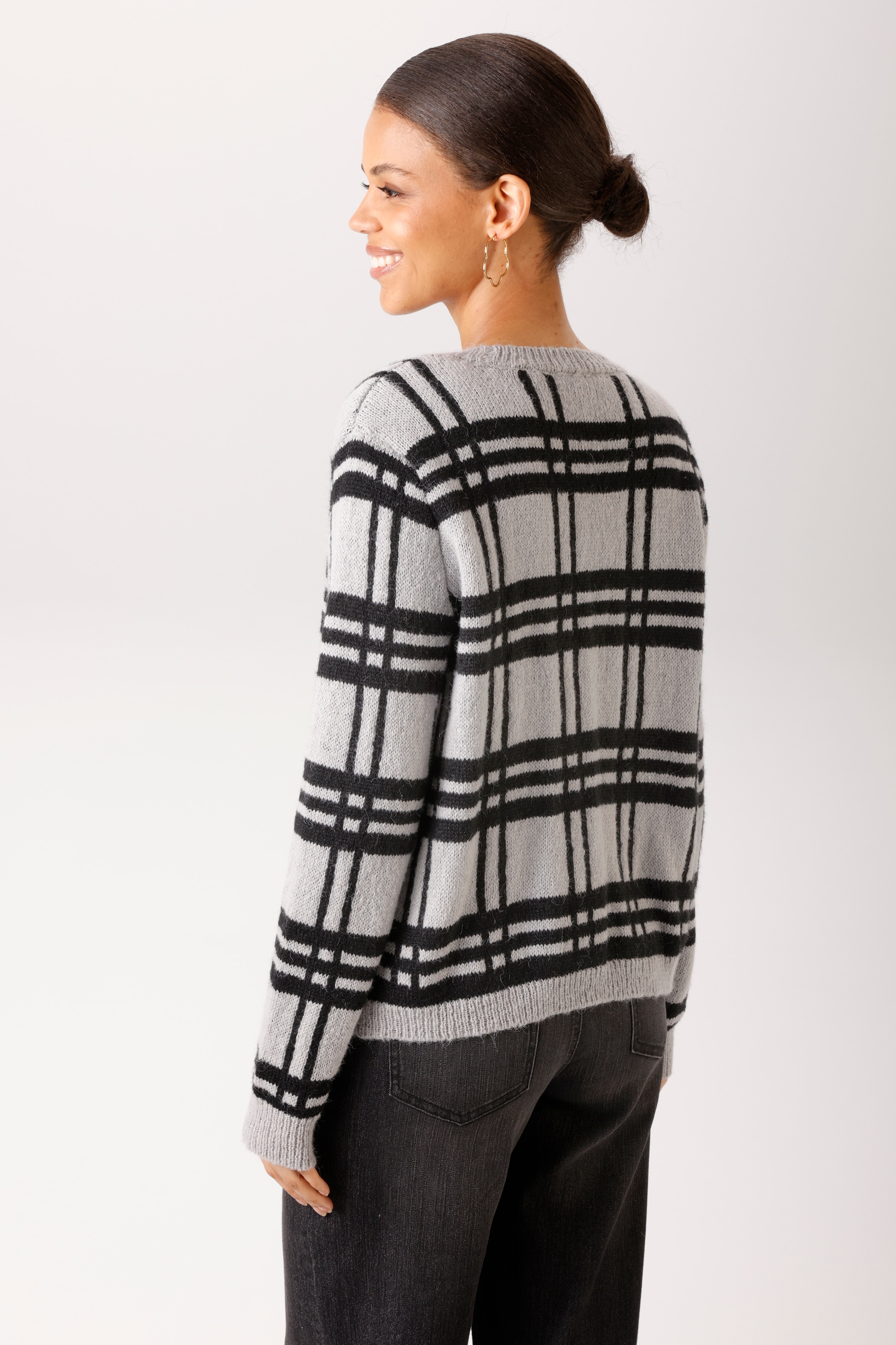 Aniston CASUAL Strickpullover im sportiven Karo-Dessin - NEUE KOLLEKTION