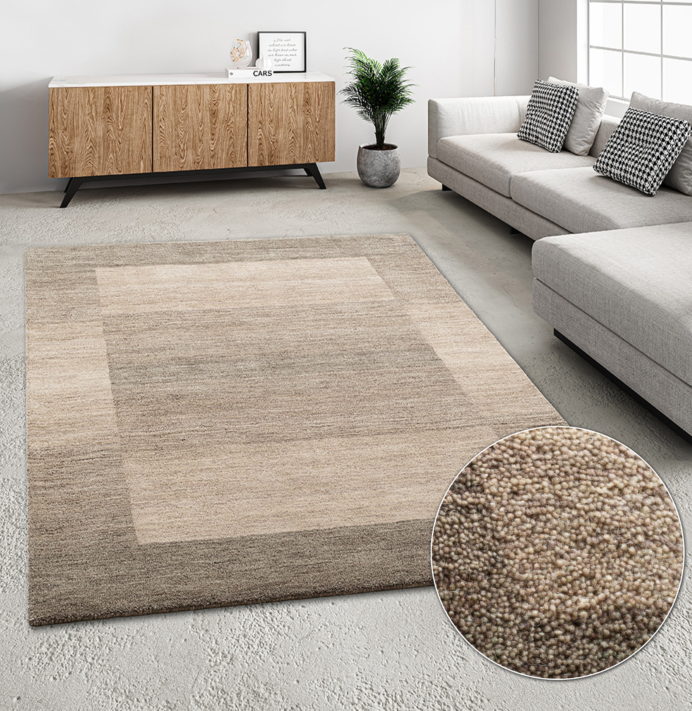 THEKO Wollteppich "Gabbeh Super, Handweb, Teppich, Bordüre, reine Wolle," r günstig online kaufen