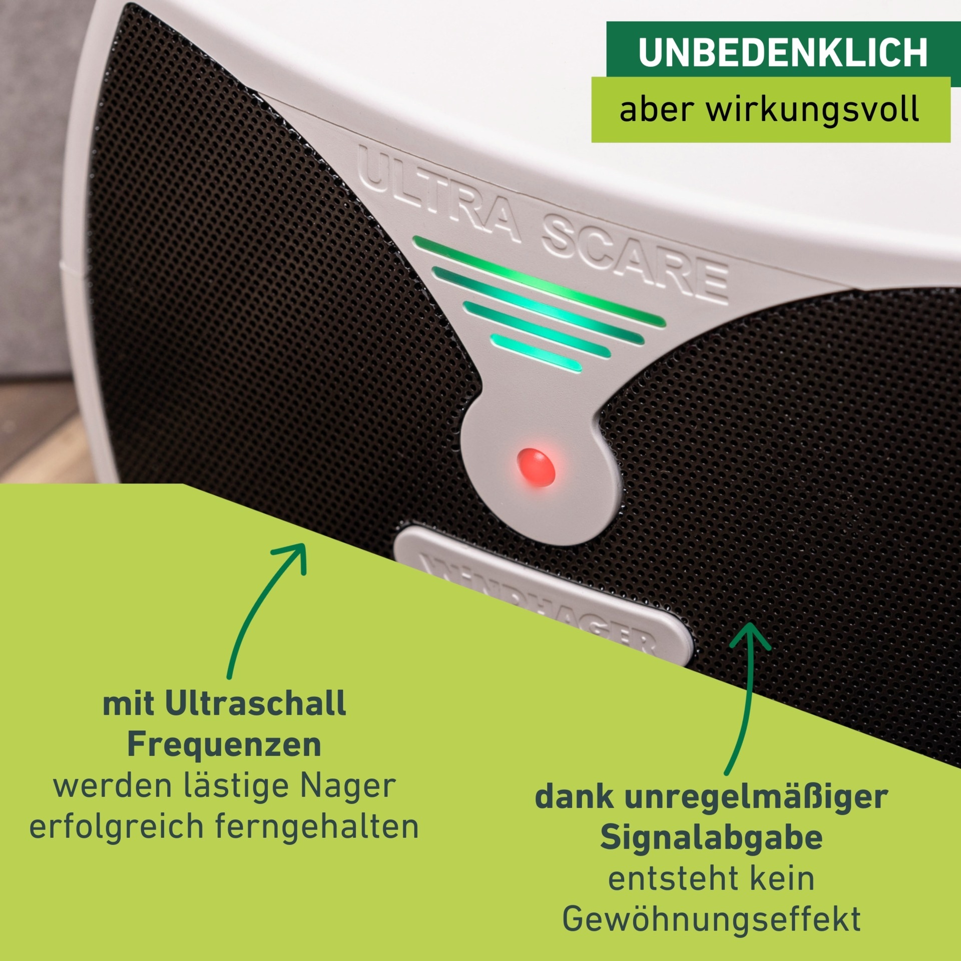 Windhager Ultraschall-Tierabwehr »Maus- und Rattenabwehr Ultra Scare, akkubetrieben« Schädlingsbekämpfung, Laufzeit bis zu 10 Tagen, Mäuse vertreiben